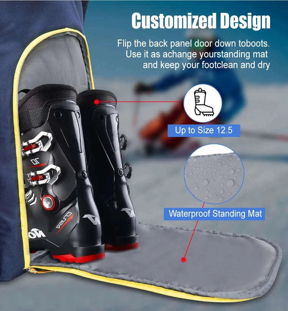 50L Ski Boot Bag Backpack for Boots, Helmet and Gear-BLUE