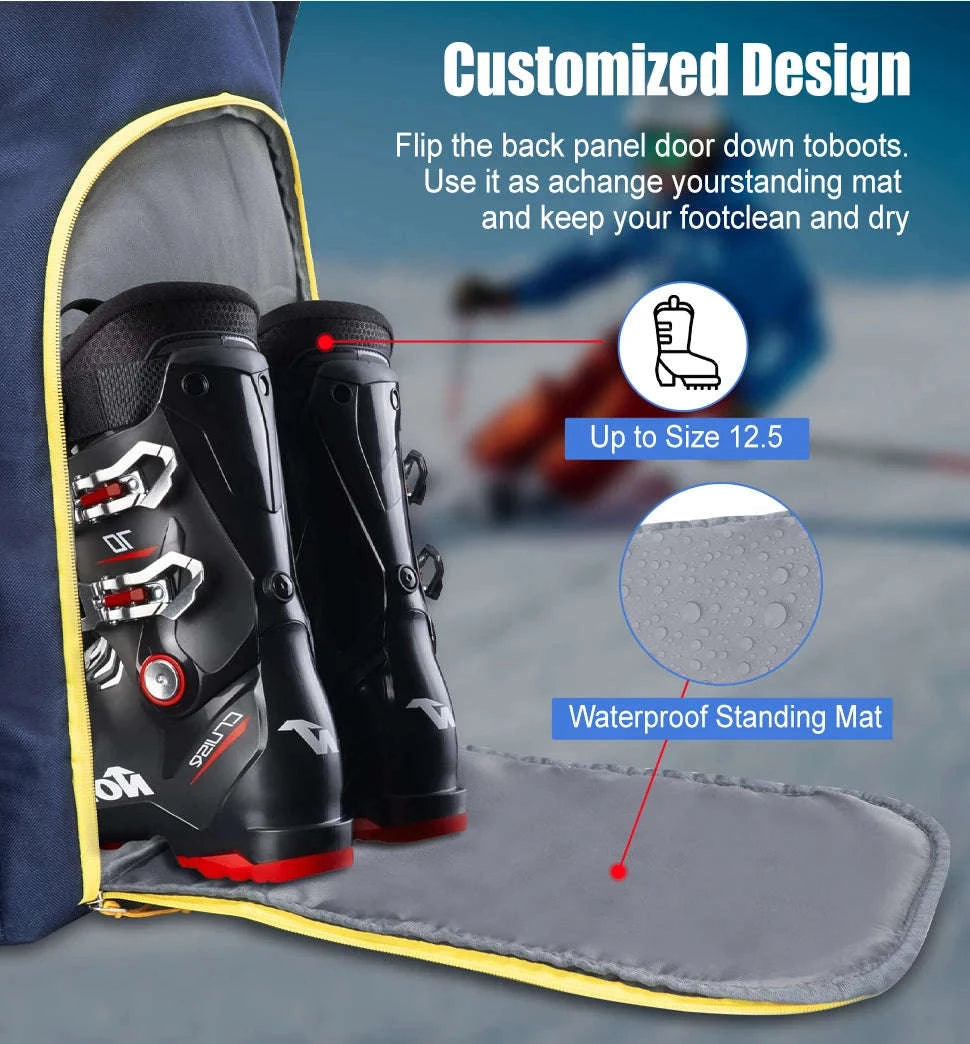 50L Ski Boot Bag Backpack for Boots, Helmet and Gear-BLUE