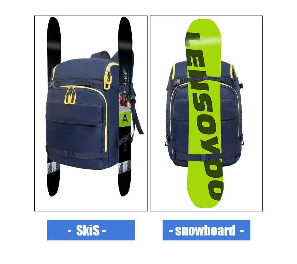 50L Ski Boot Bag Backpack for Boots, Helmet and Gear-BLUE