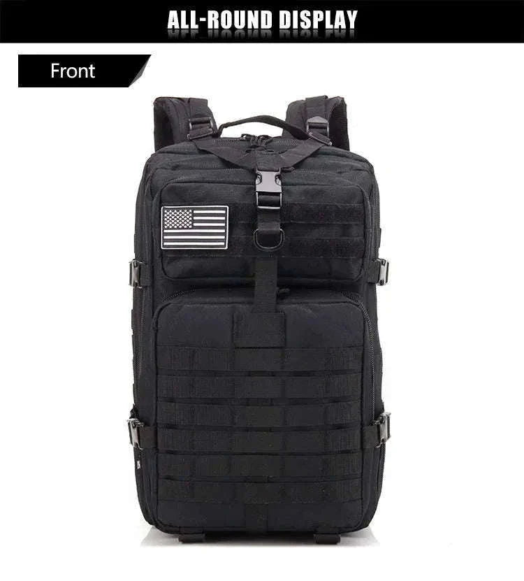 50L Tactical Backpack for Outdoor Travel and Trekking-Black / United States