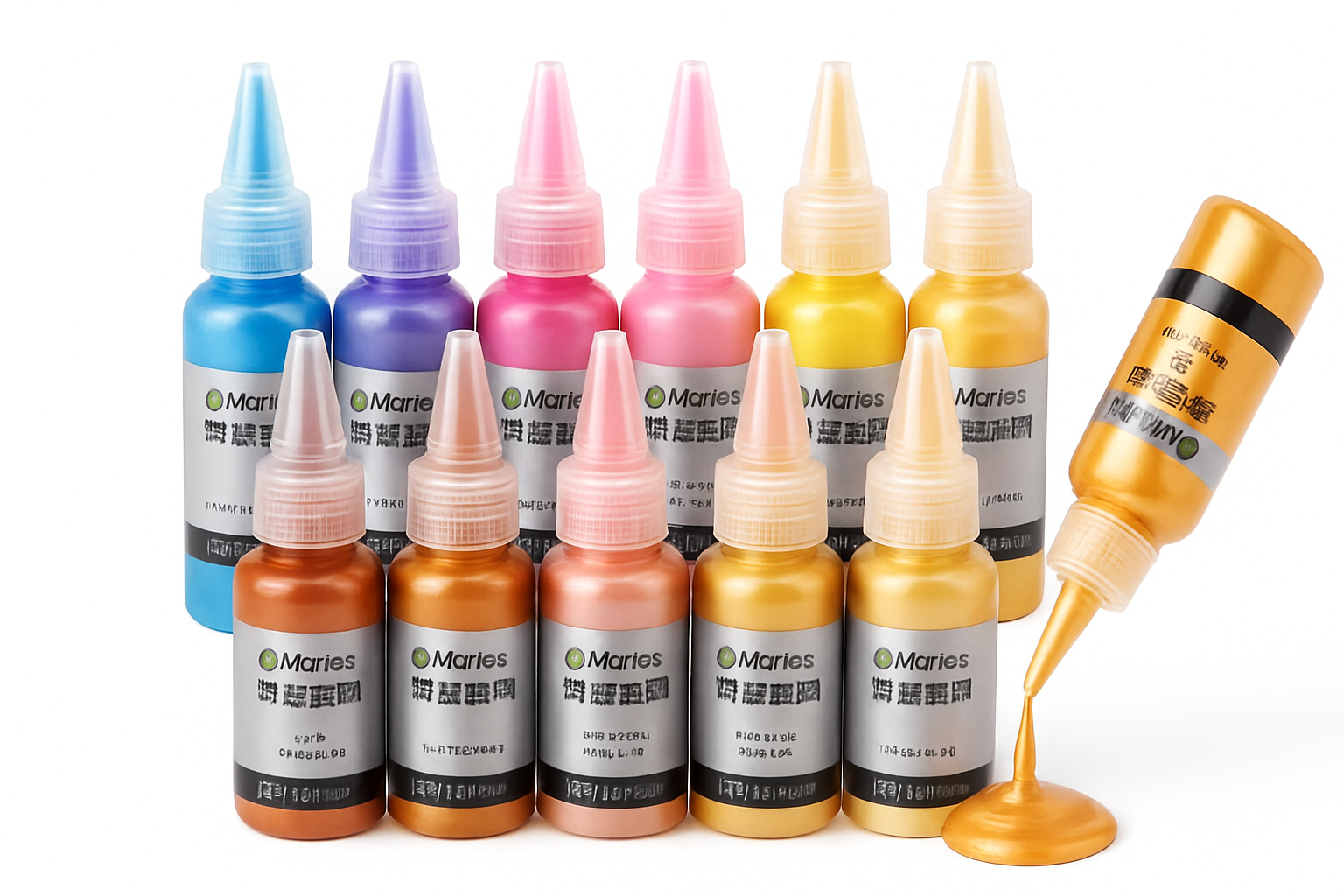50ml metalická akrylová barva v perleťové zlaté a stříbrné