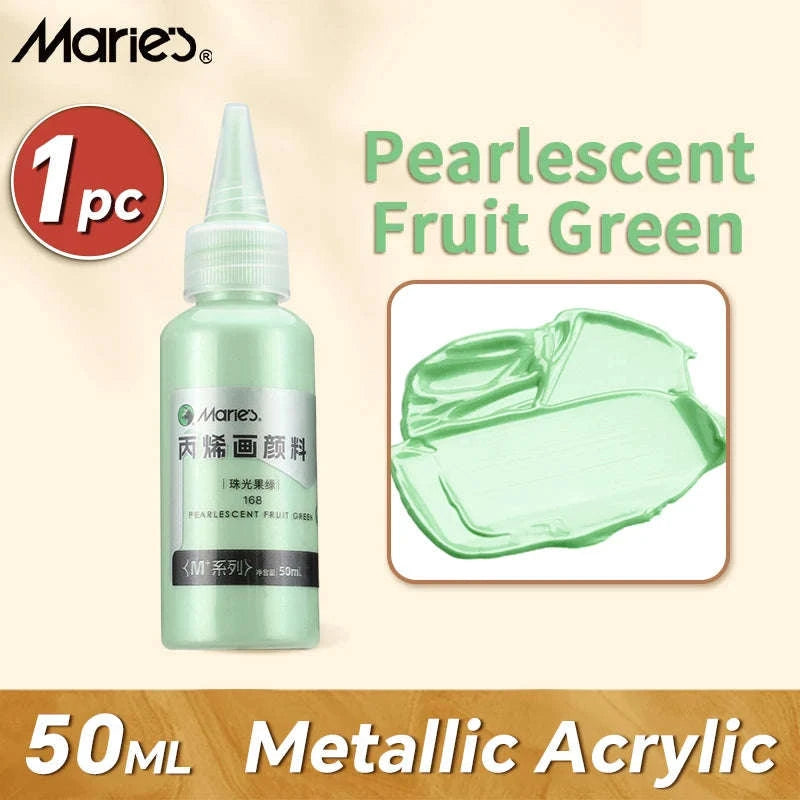 50ml Metallic Acrylic Paint in Pearlescent Gold & Silver-Pearlescent green