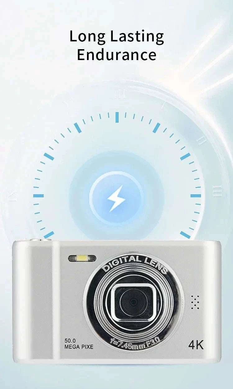 50MP 4K Digital Camera with Zoom and 2.4" Screen-