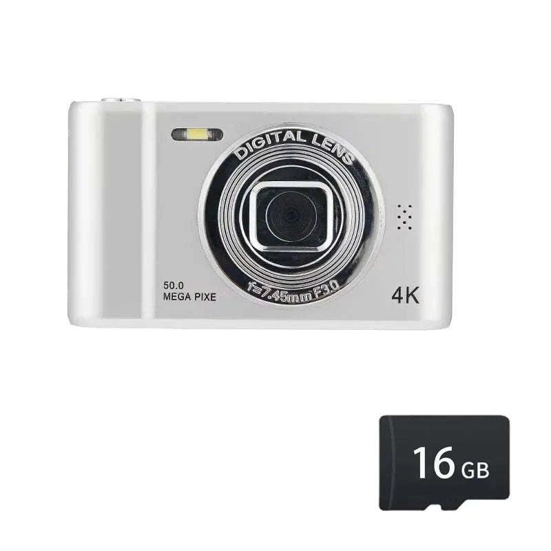 50MP 4K Digital Camera with Zoom and 2.4" Screen-Black-16G card