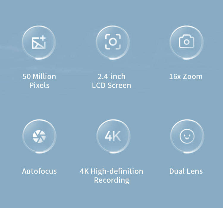 50MP 4K Digital Camera with Zoom and 2.4" Screen-Black-16G card