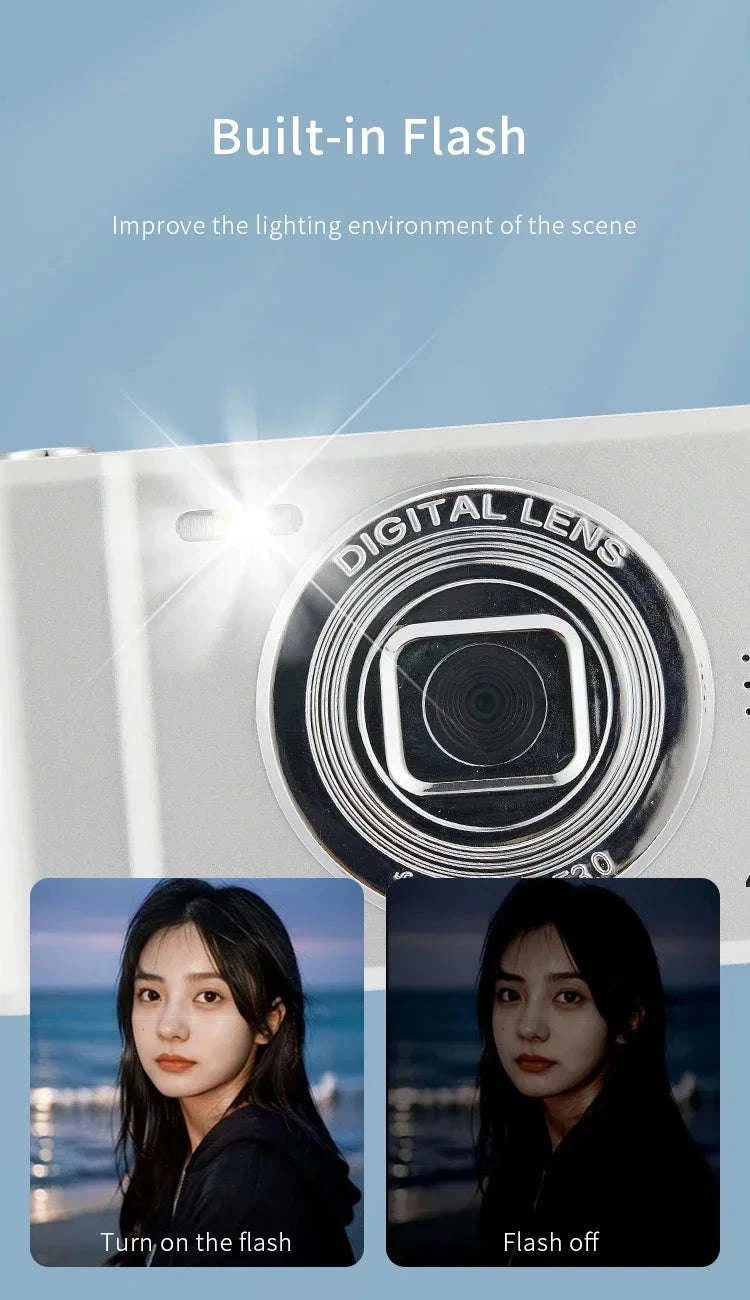 50MP 4K Digital Camera with Zoom and 2.4" Screen-Black-16G card