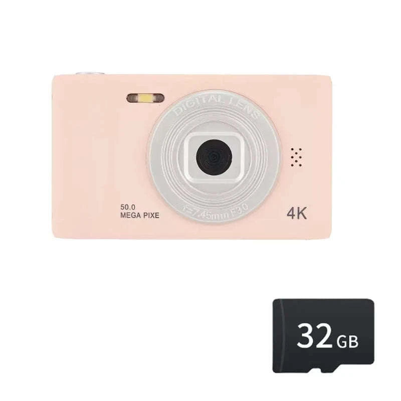 50MP 4K Digital Camera with Zoom and 2.4" Screen-Black-16G card
