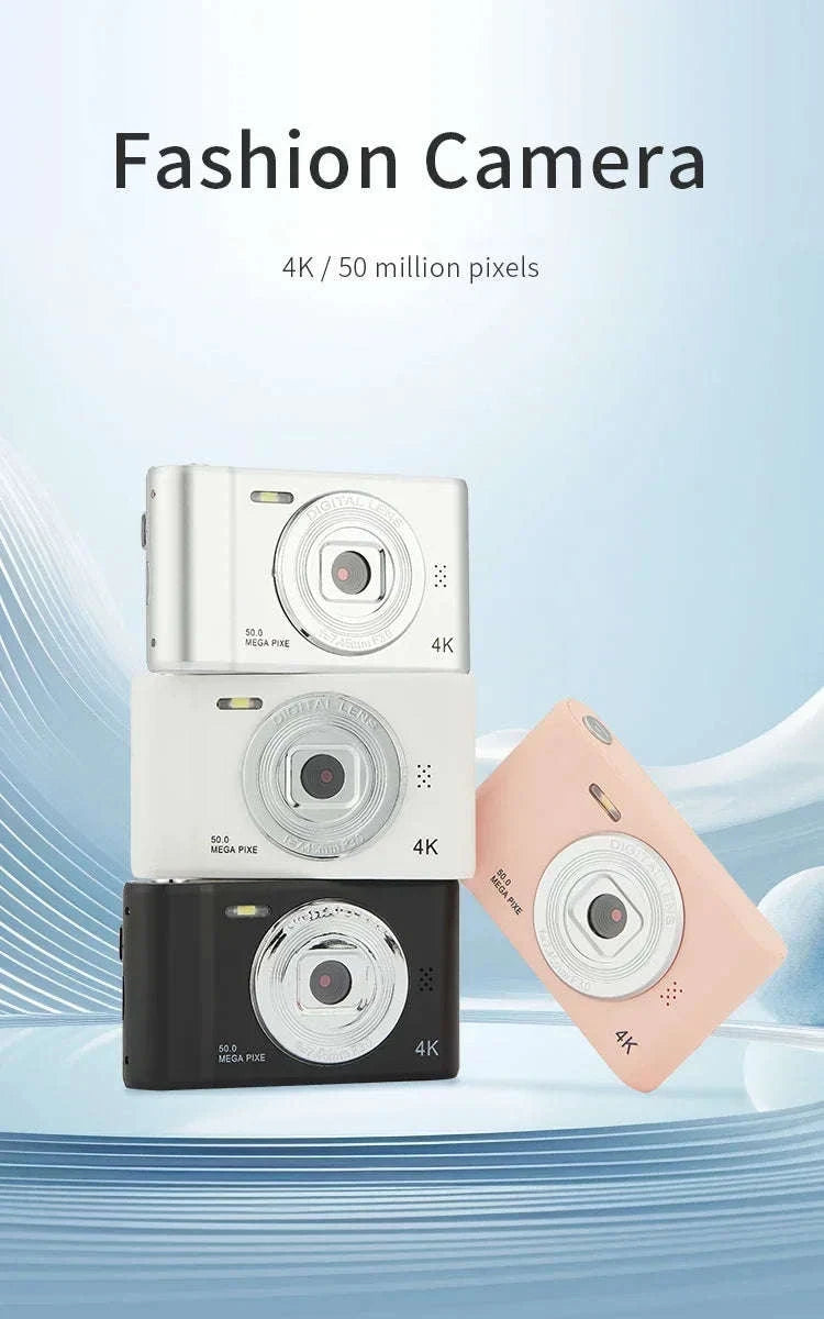 50MP 4K Digital Camera with Zoom and 2.4" Screen-Black-16G card