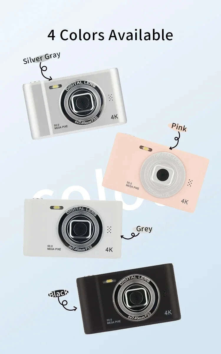 50MP 4K Digital Camera with Zoom and 2.4" Screen-Black-16G card