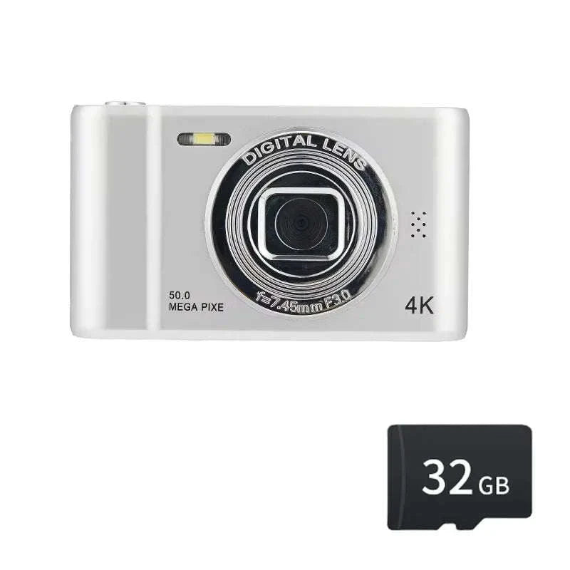 50MP 4K Digital Camera with Zoom and 2.4" Screen-Black-16G card