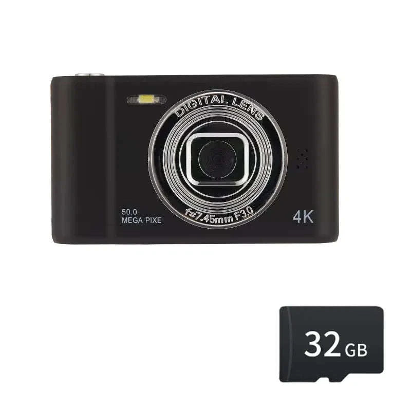 50MP 4K Digital Camera with Zoom and 2.4" Screen-Black-16G card