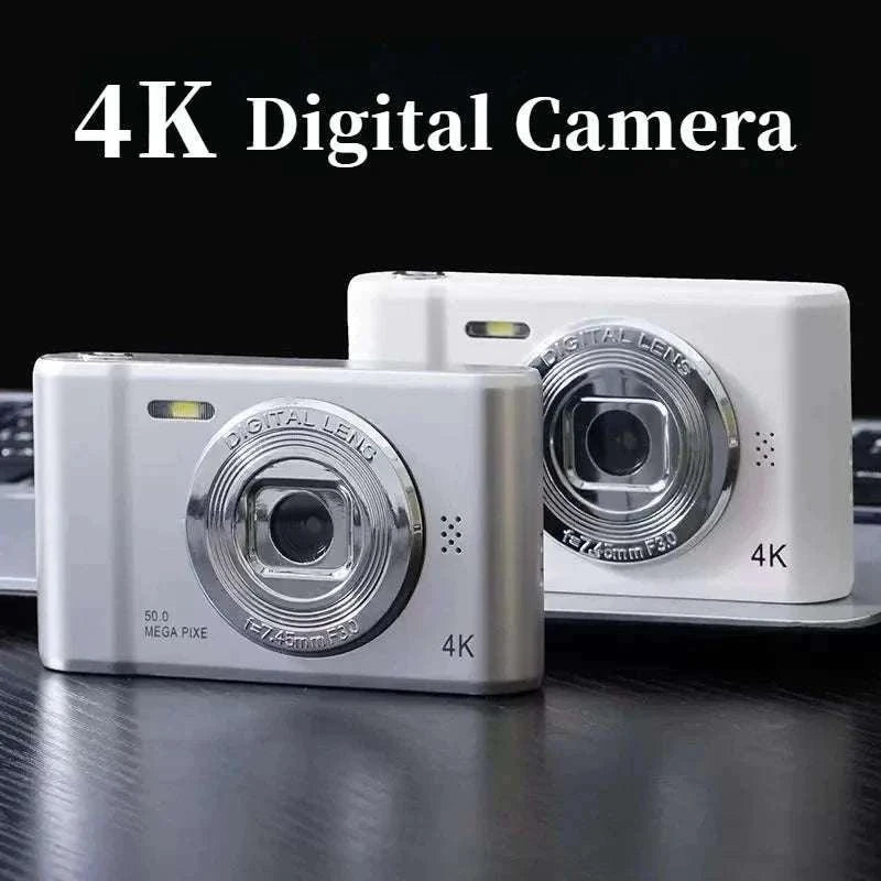 50MP 4K Digital Camera with Zoom and 2.4" Screen-Silver-32G card