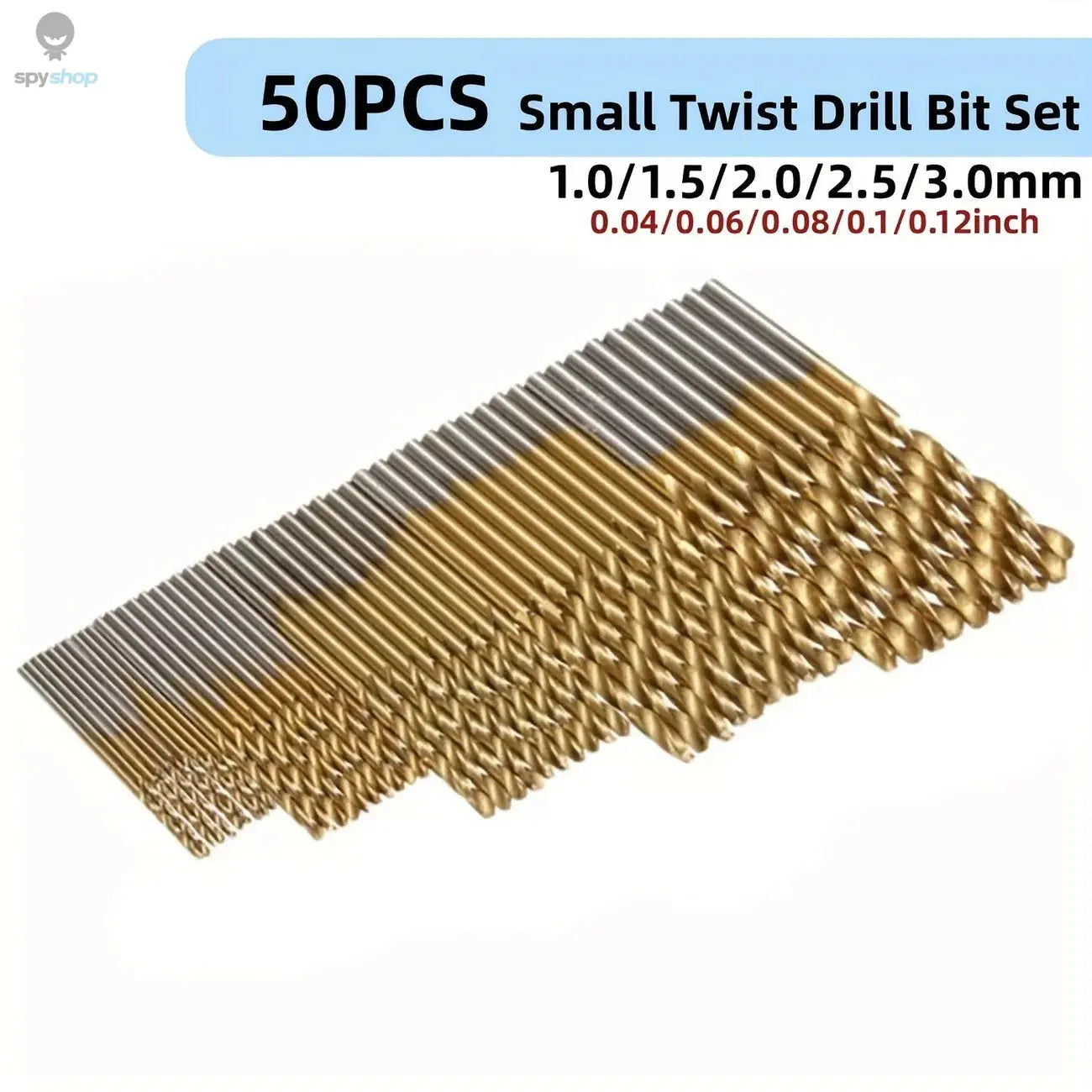 50pc Titanium Plated Twist Drill Set 1-3mm Small Drill Bit Electric Drill Drill Tool DIY Woodwork Drill and Open Drill Bit 