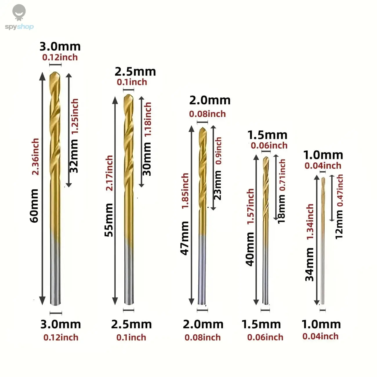 50pc Titanium Plated Twist Drill Set 1-3mm Small Drill Bit Electric Drill Drill Tool DIY Woodwork Drill and Open Drill Bit 