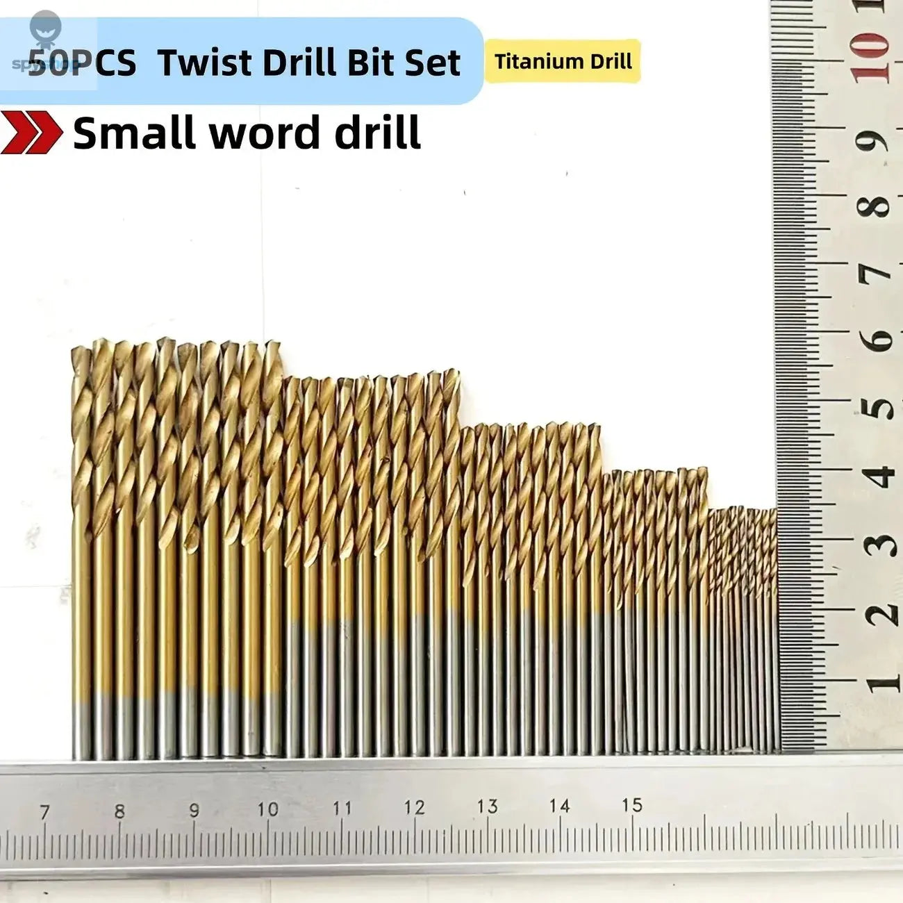 50pc Titanium Plated Twist Drill Set 1-3mm Small Drill Bit Electric Drill Drill Tool DIY Woodwork Drill and Open Drill Bit 