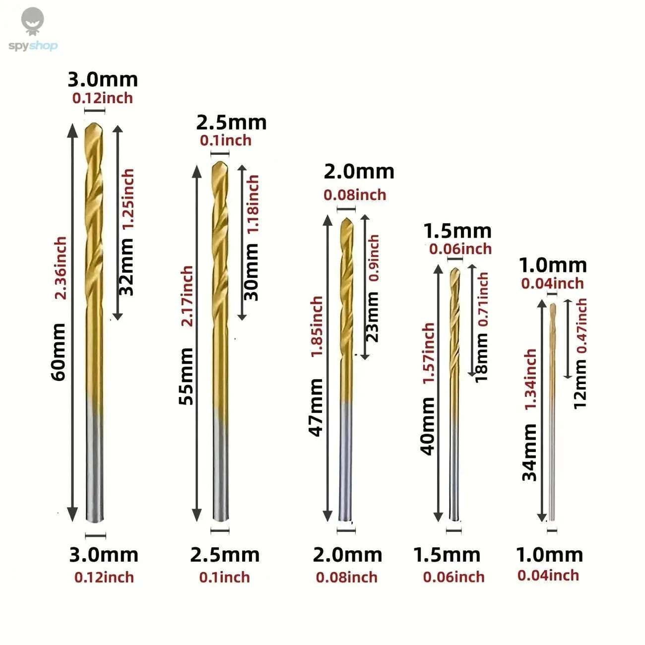 50pc Titanium Plated Twist Drill Set 1–3mm Small Bits-50pcs