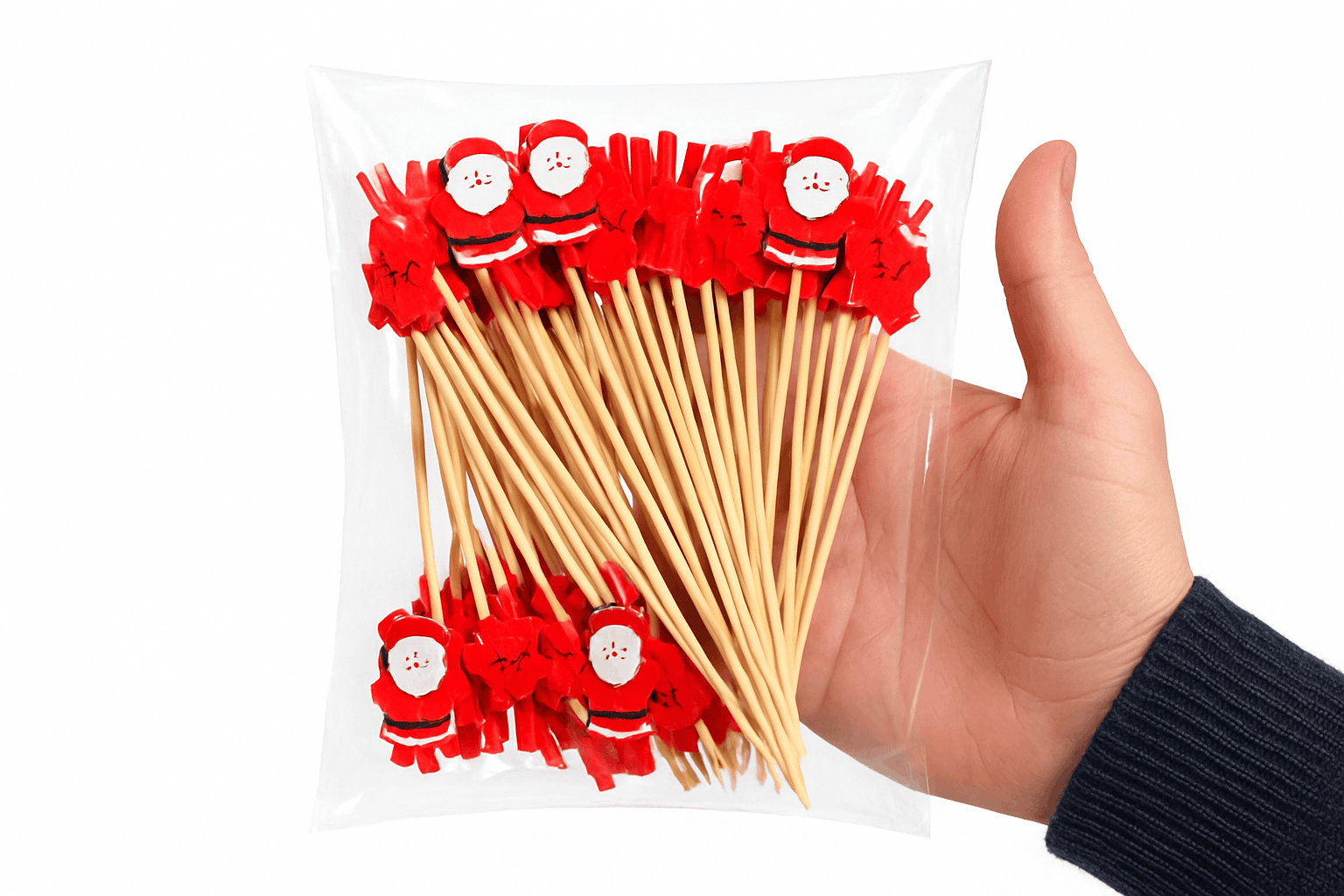 50pcs Christmas Bamboo Fruit Sticks with Festive Ornaments-White Christmas Tree