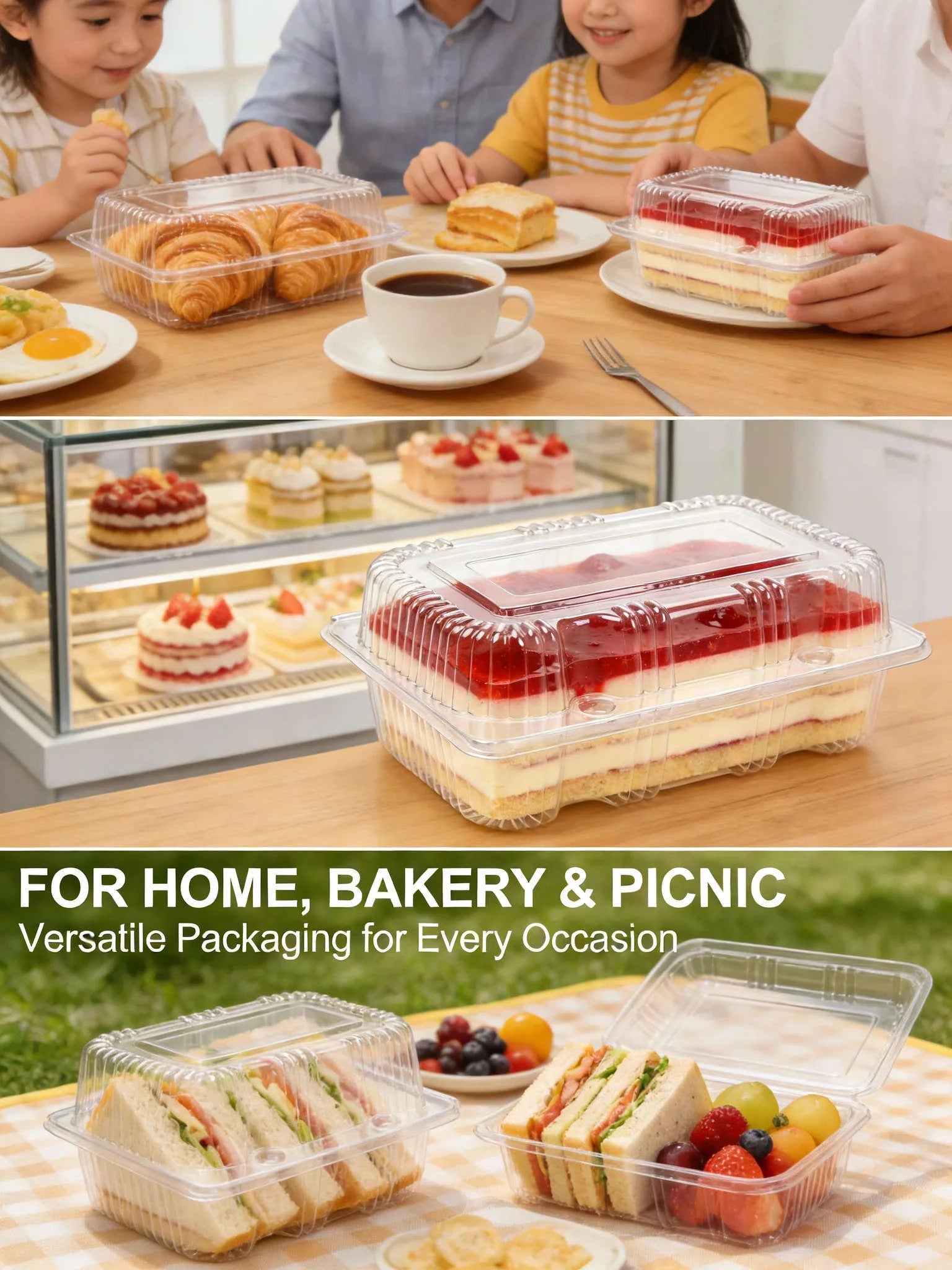 50pcs Clear Plastic Clamshell Food Containers for Takeout & Storage-3packs / United States