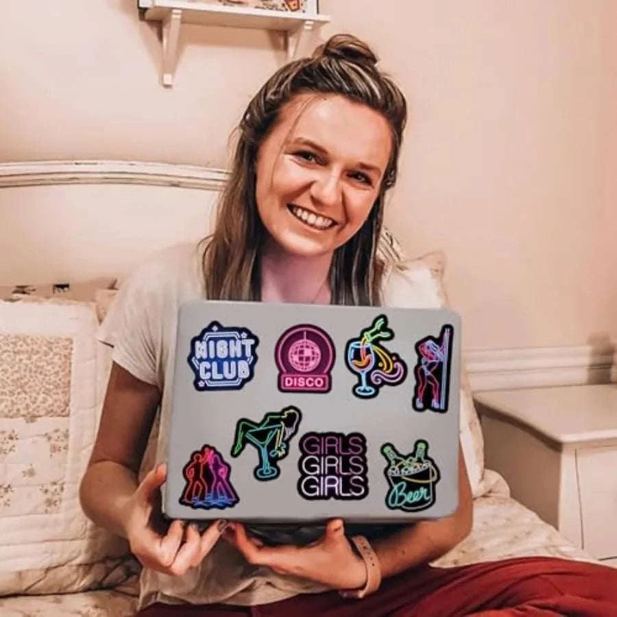 50pcs Neon Vinyl Stickers Waterproof Set for Laptop Bottle & More-United States / Neonc