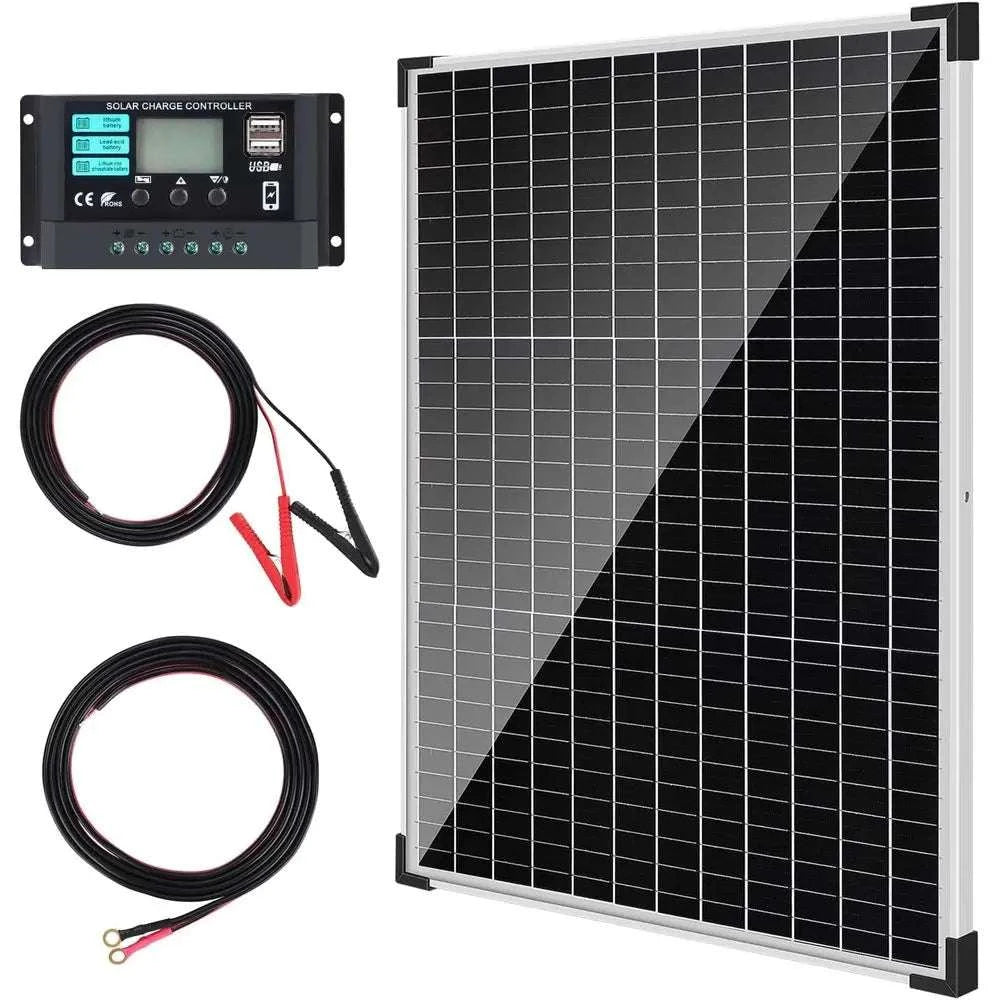50W 12V Solar Panel Kit with 10A Controller for Battery Charging-United States
