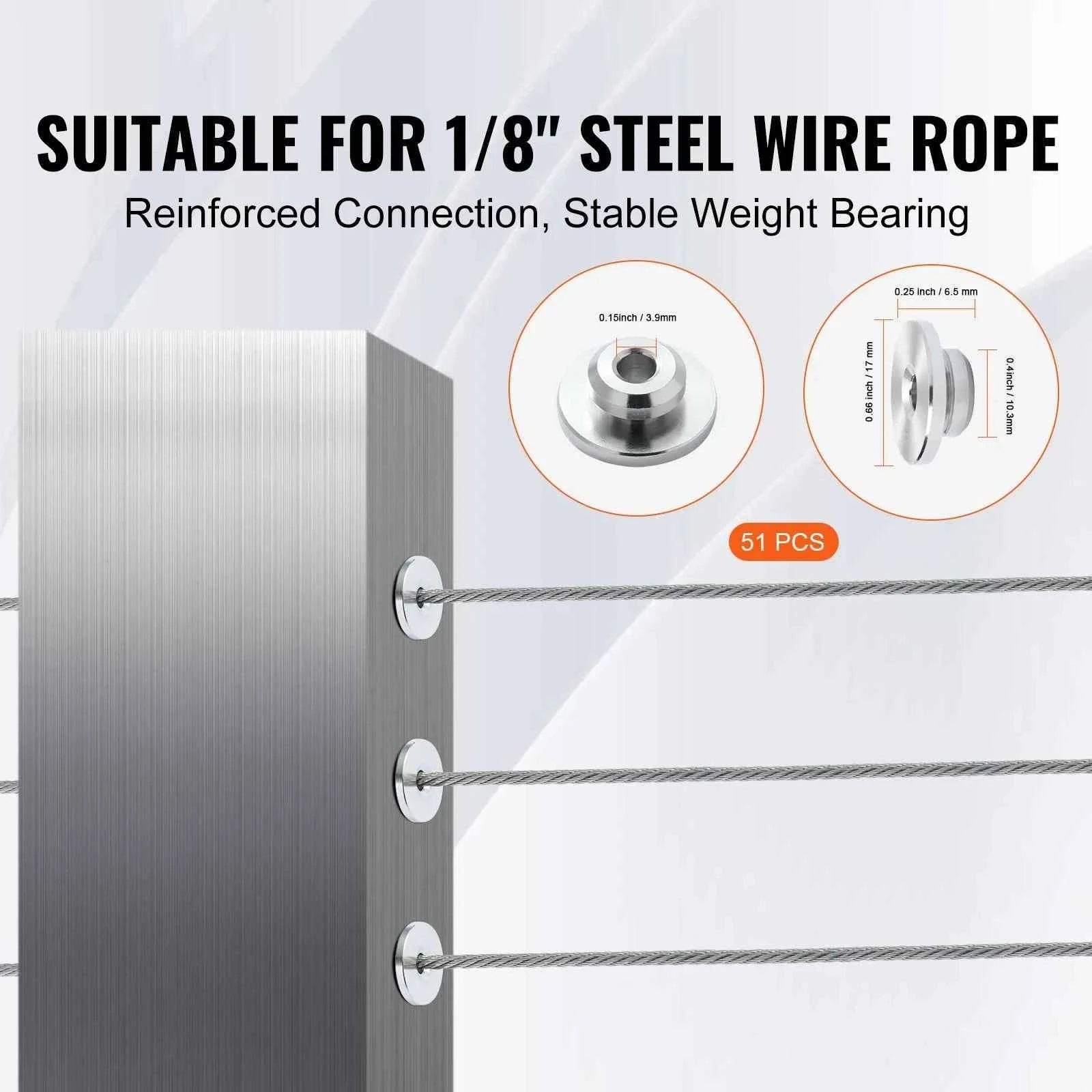 51-Pack Cable Railing Kit for 1/8 Inch Wire Rope-United States