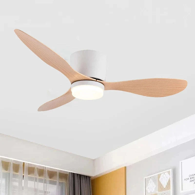 52 Inch Modern DC Ceiling Fan with Light and Remote Control-Wood grain color / spain / 42inch(105cm)