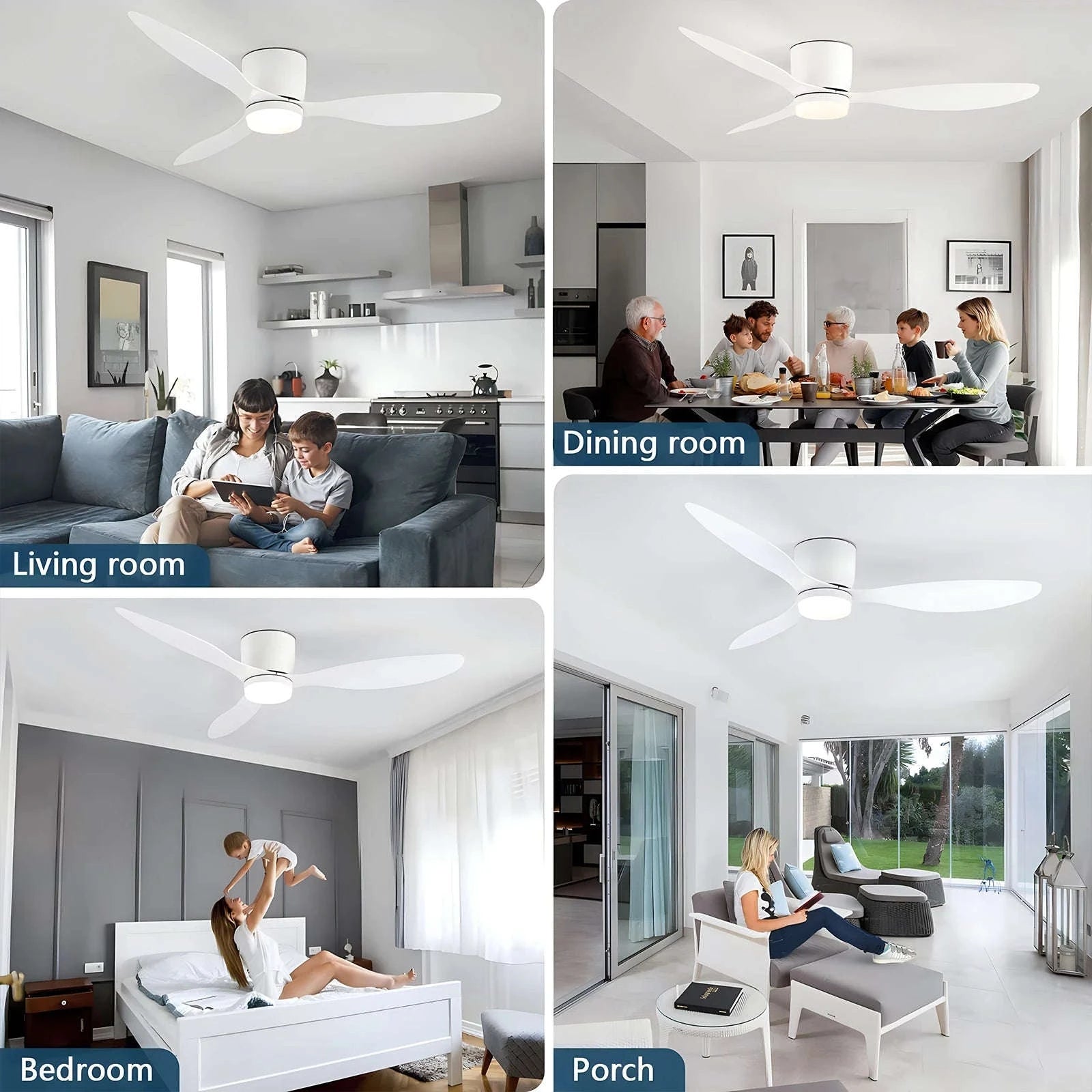 52 Inch Modern DC Ceiling Fan with Light and Remote Control-Wood grain color / spain / 42inch(105cm)