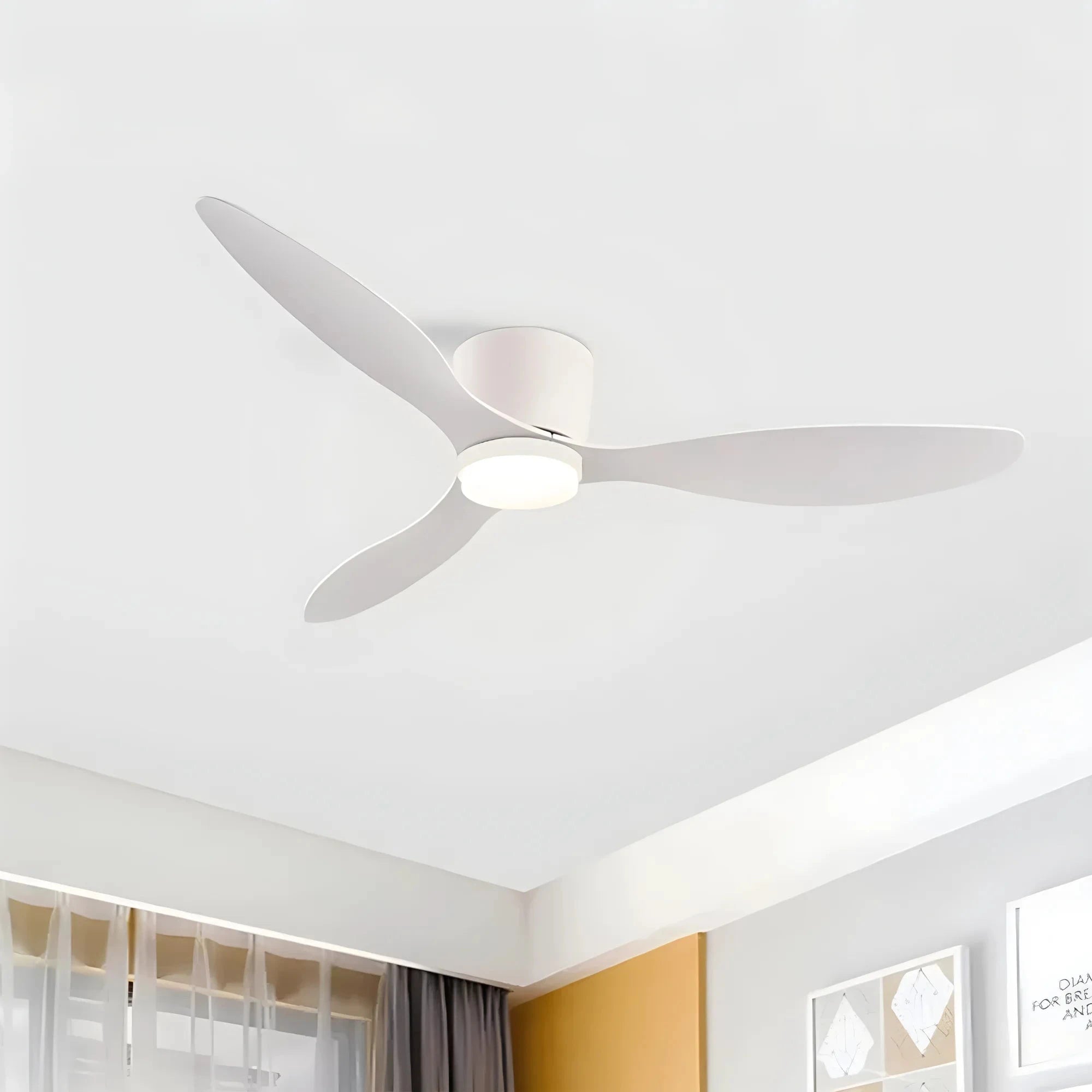 52 Inch Modern DC Ceiling Fan with Light and Remote Control-Wood grain color / spain / 42inch(105cm)