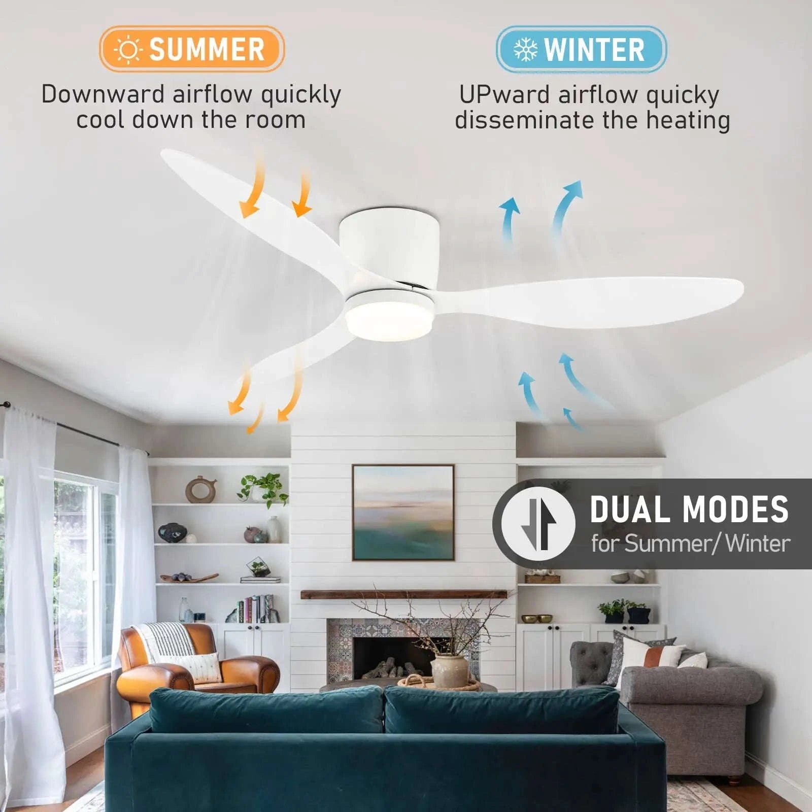52 Inch Modern DC Ceiling Fan with Light and Remote Control-Wood grain color / spain / 42inch(105cm)