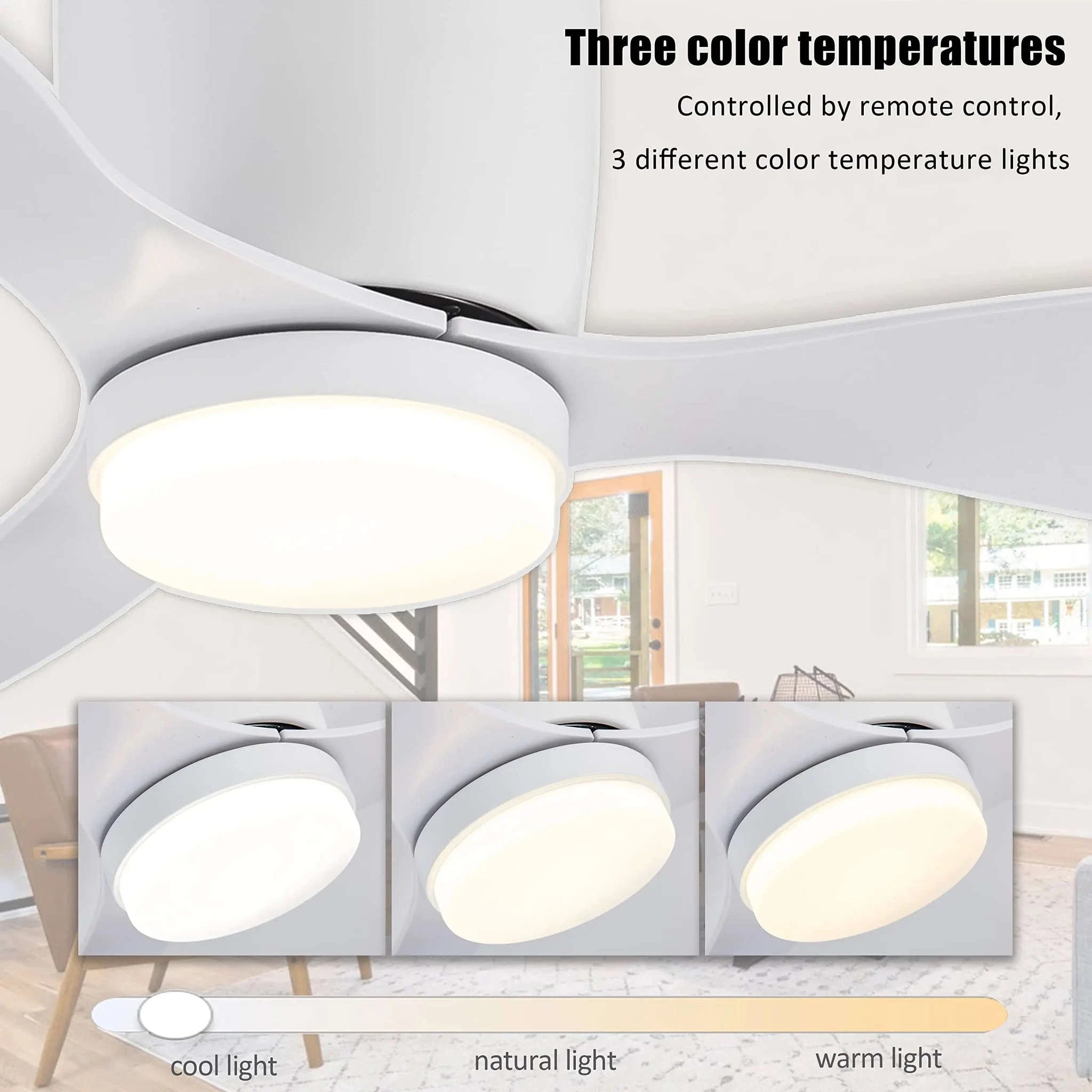 52 Inch Modern DC Ceiling Fan with Light and Remote Control-Wood grain color / spain / 42inch(105cm)