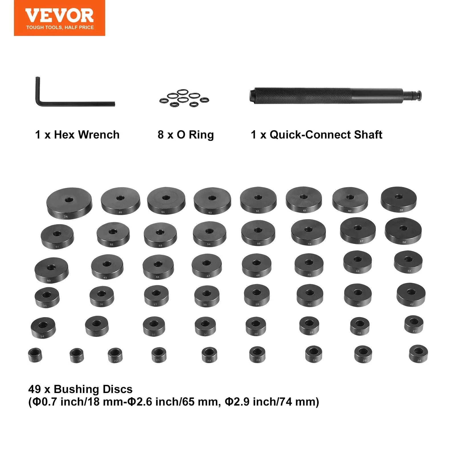 52-Piece Bushing Bearing and Seal Driver Set, 18-65 mm & 74 mm-52 / United States