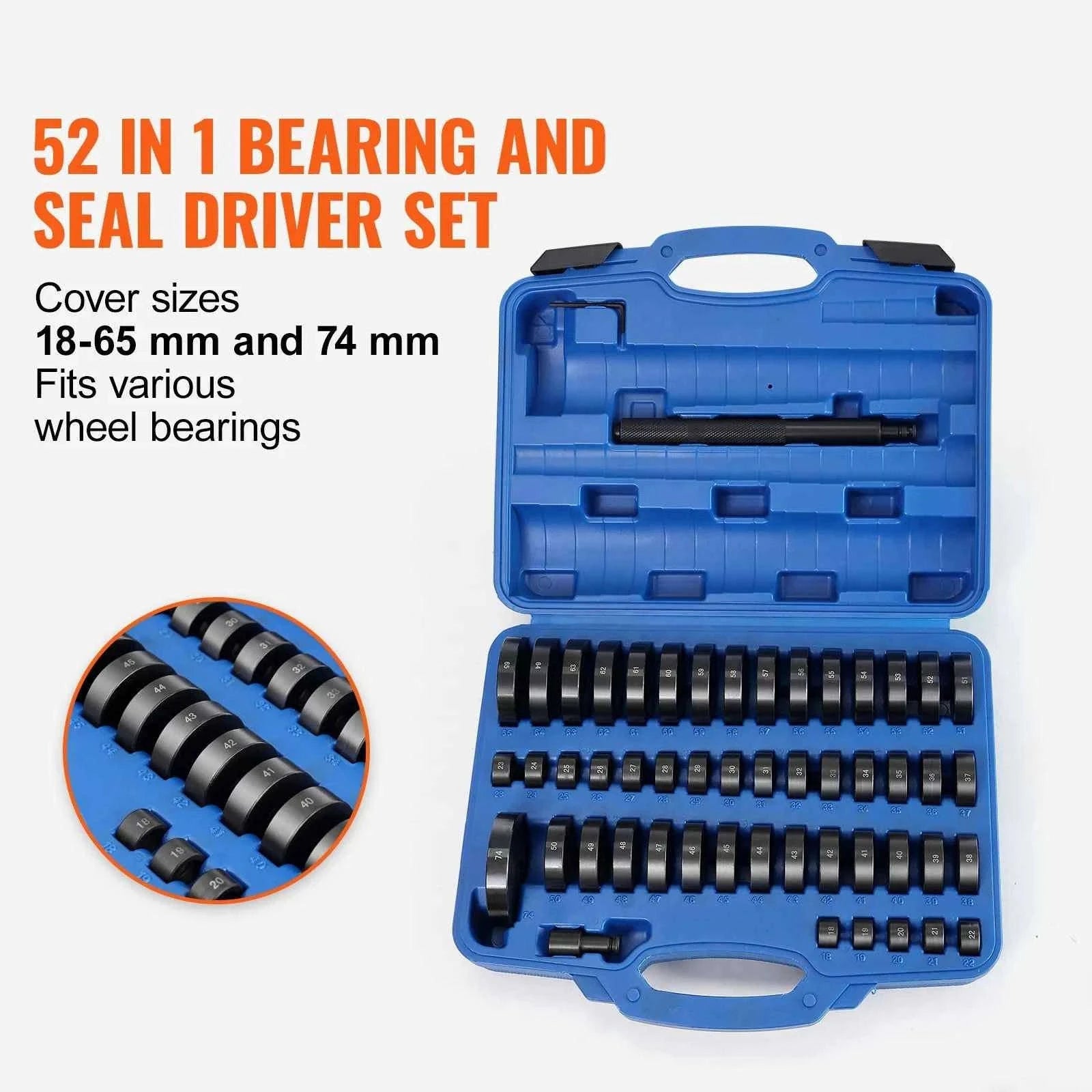 52-Piece Bushing Bearing and Seal Driver Set, 18-65 mm & 74 mm-52 / United States