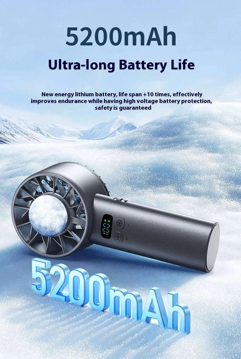 5200mAh Portable Mini Handheld Fan with LED Display and Cooling-Bule / United States
