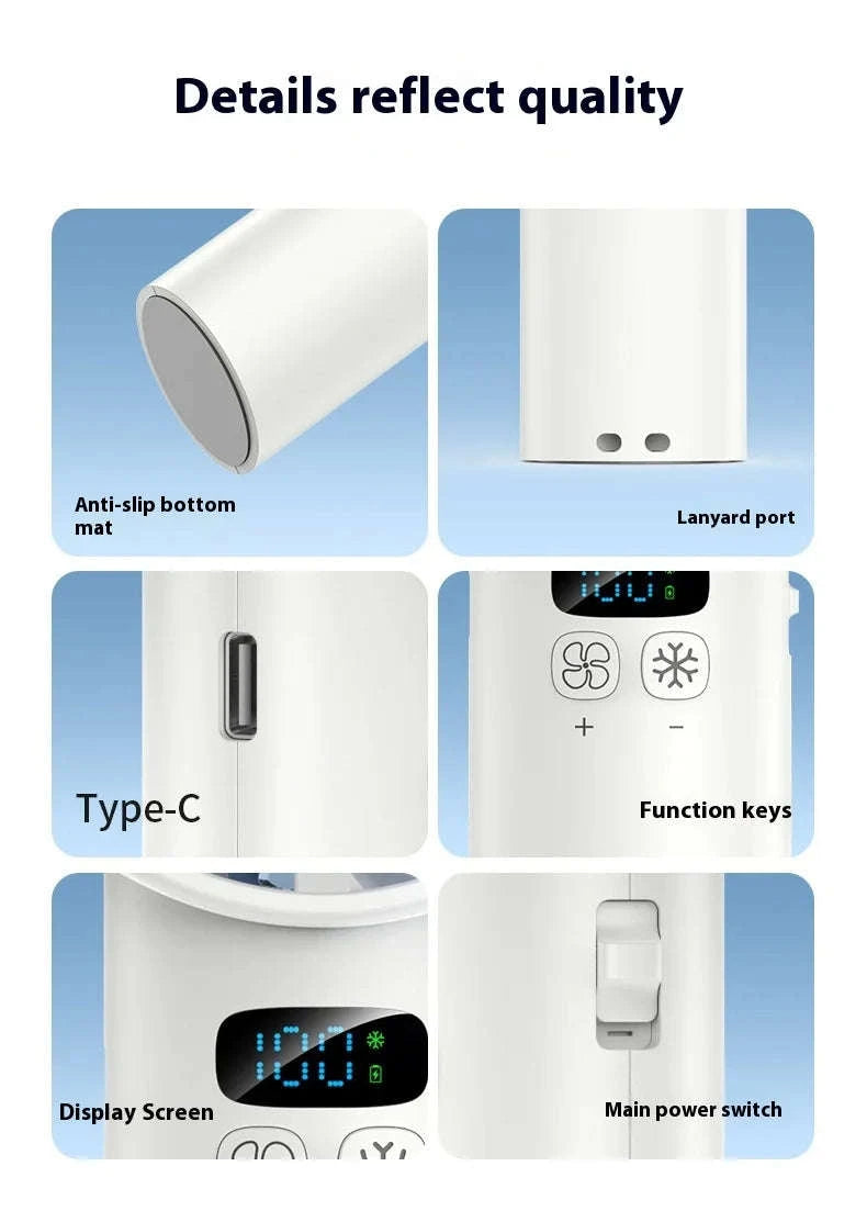 5200mAh Portable Mini Handheld Fan with LED Display and Cooling-Bule / United States
