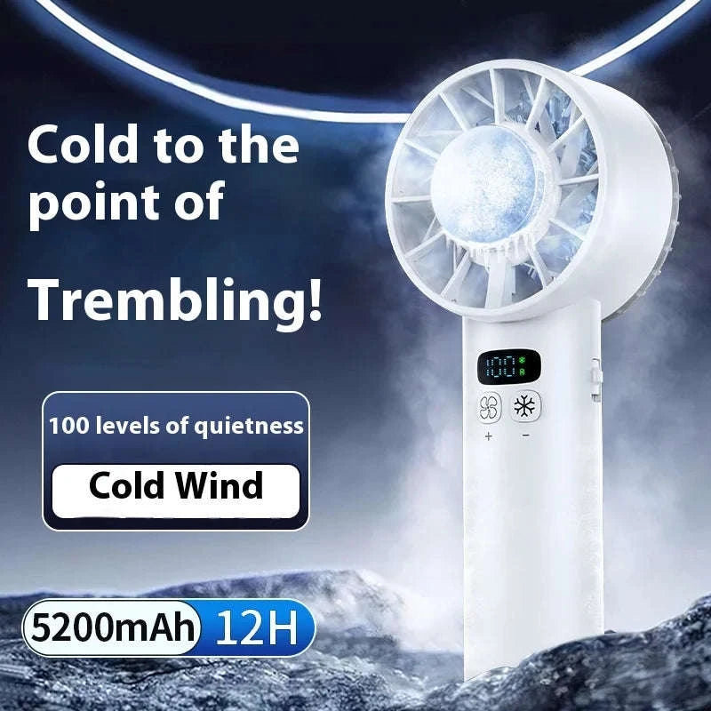 5200mAh Portable Mini Handheld Fan with LED Display and Cooling-Bule / United States