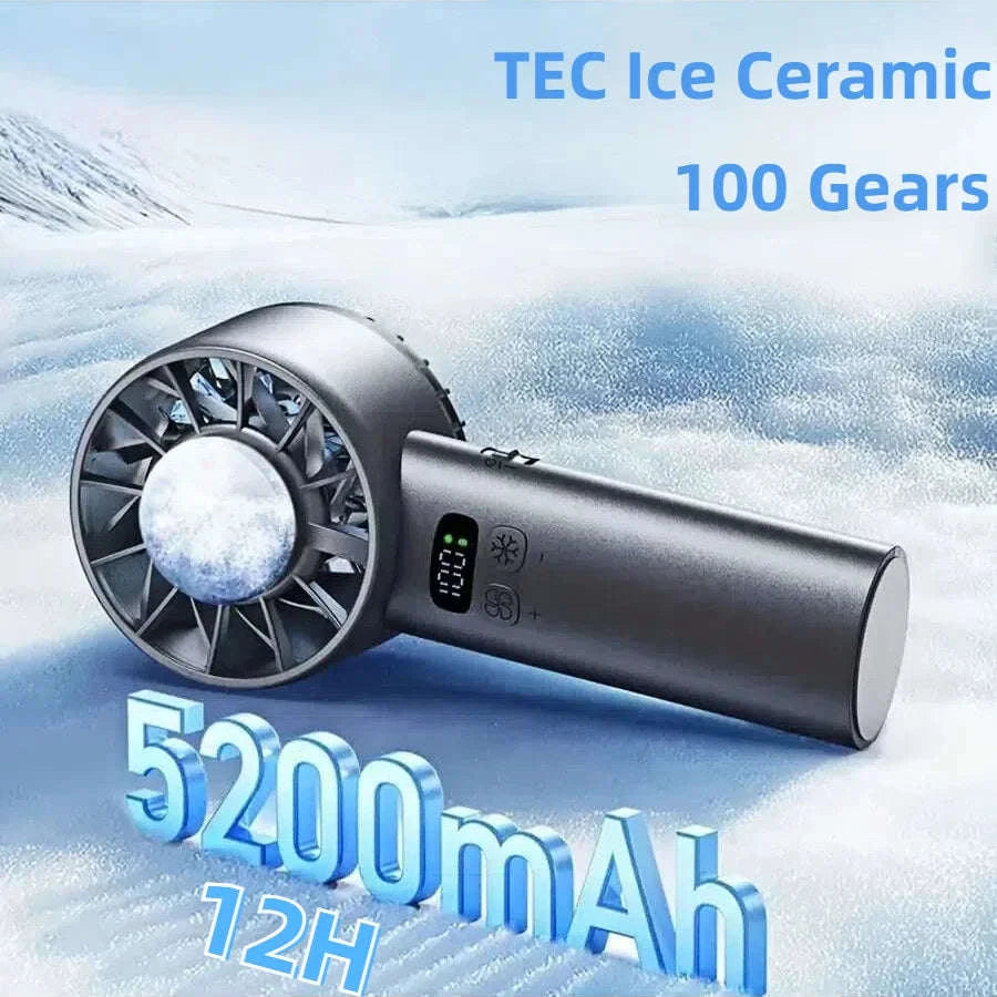 5200mAh Portable Mini Handheld Fan with LED Display and Cooling-Bule / United States