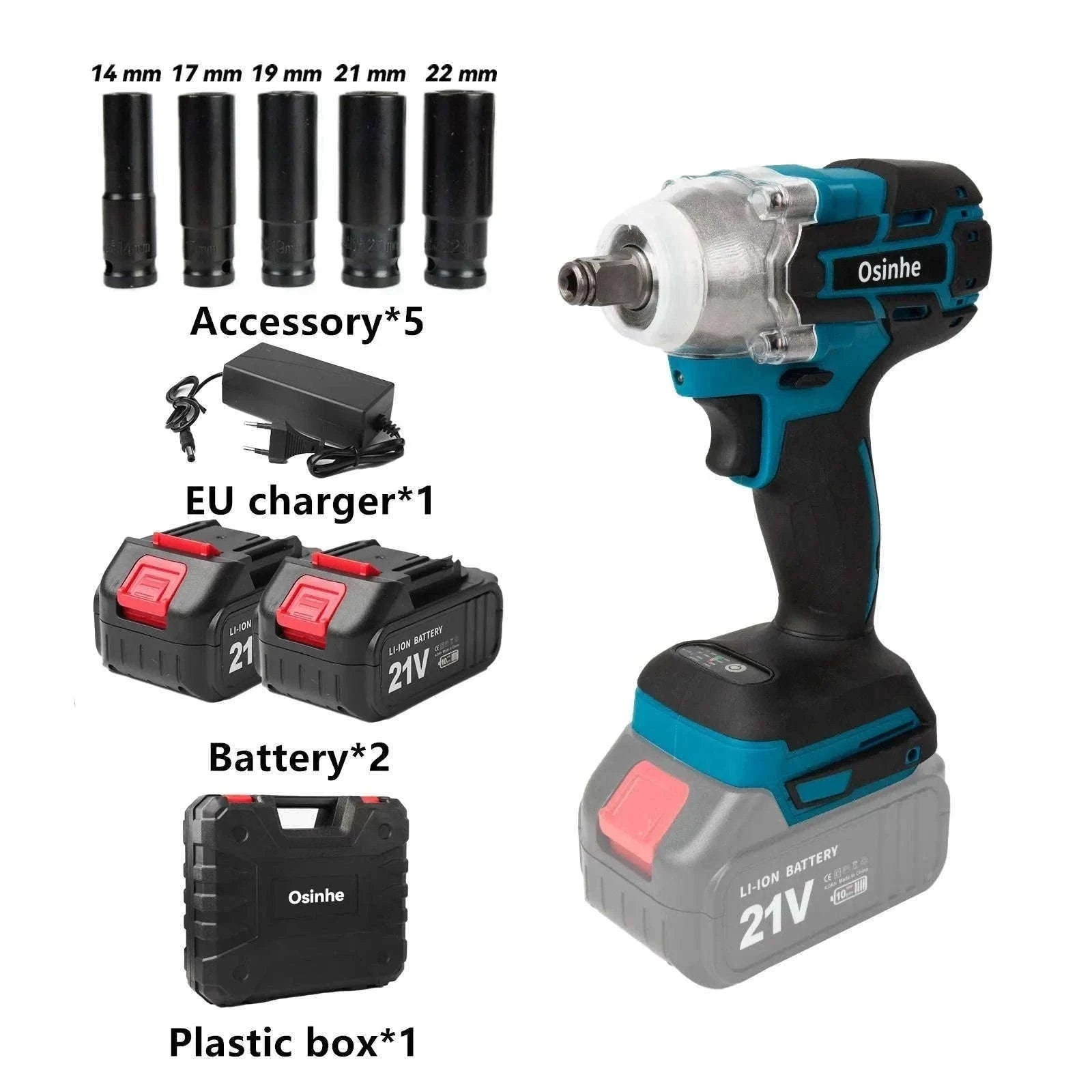 520N·m Cordless Brushless Impact Wrench for Fastening Jobs-2 Battery EU Set / Poland / EU