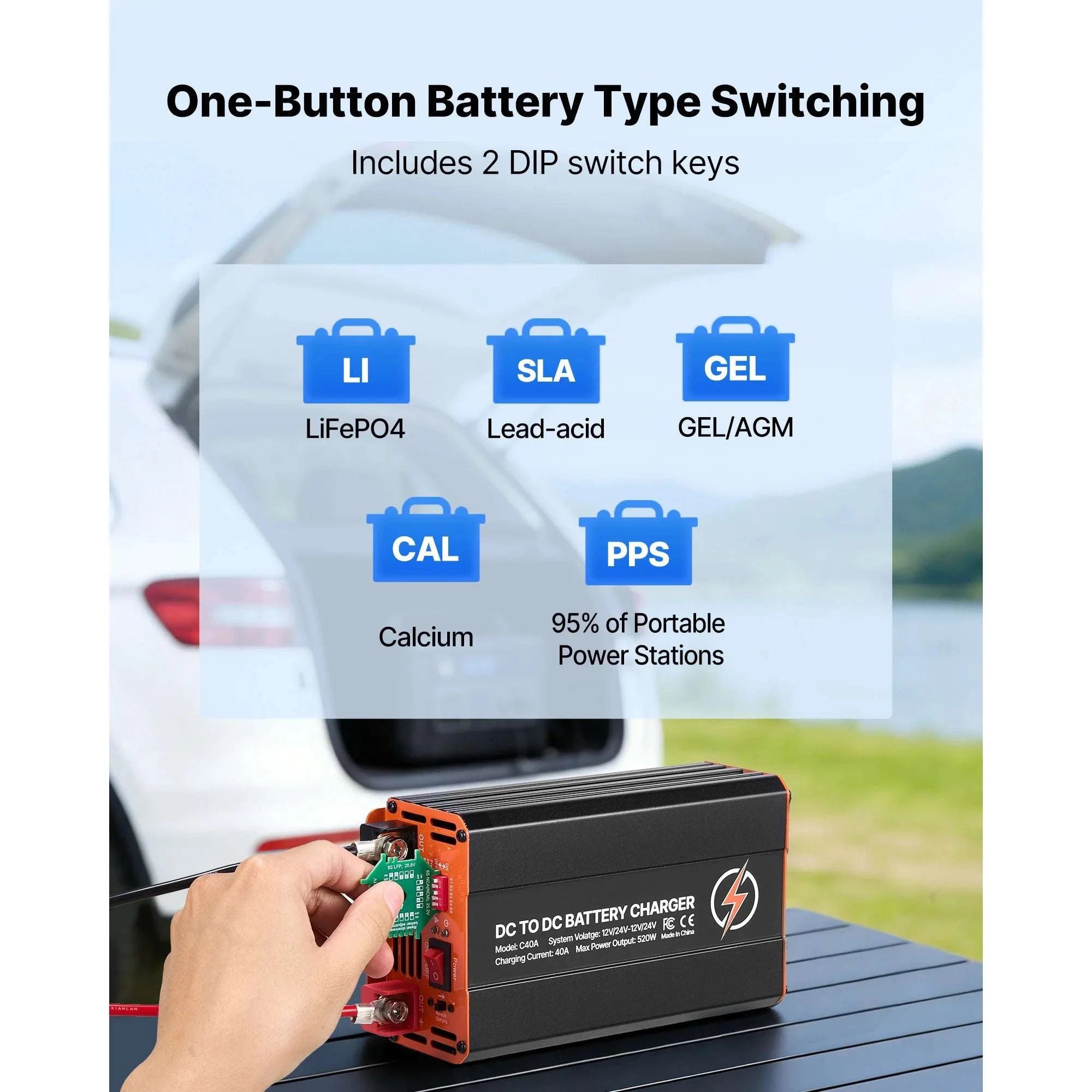 520W 40A DC to DC Battery Charger 12V/24V for RV & Off-Grid Use-40A / United States
