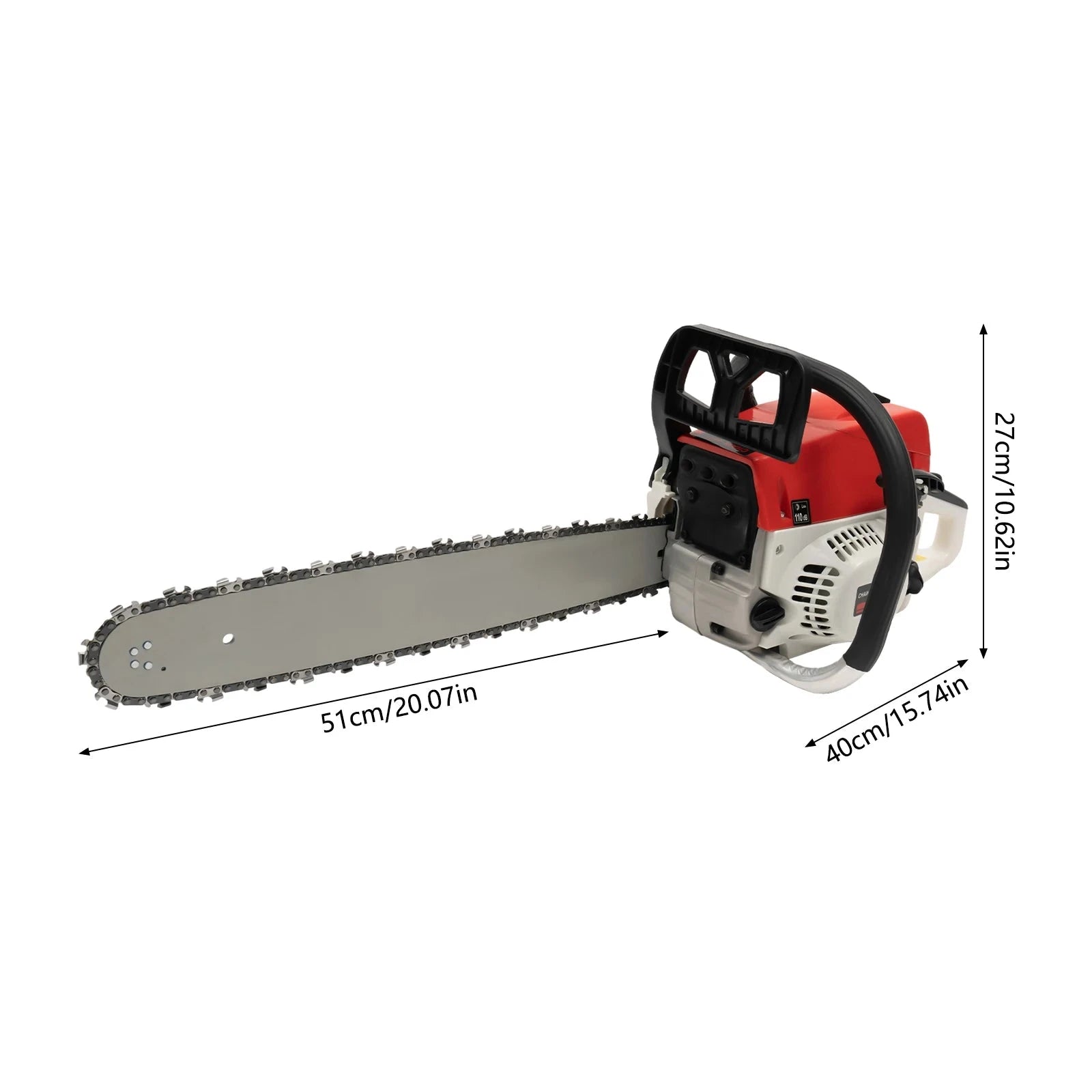 52cc Gas-Powered 20 inch Chainsaw – Non‑Slip, Shock‑Absorbing Design-Red / United States