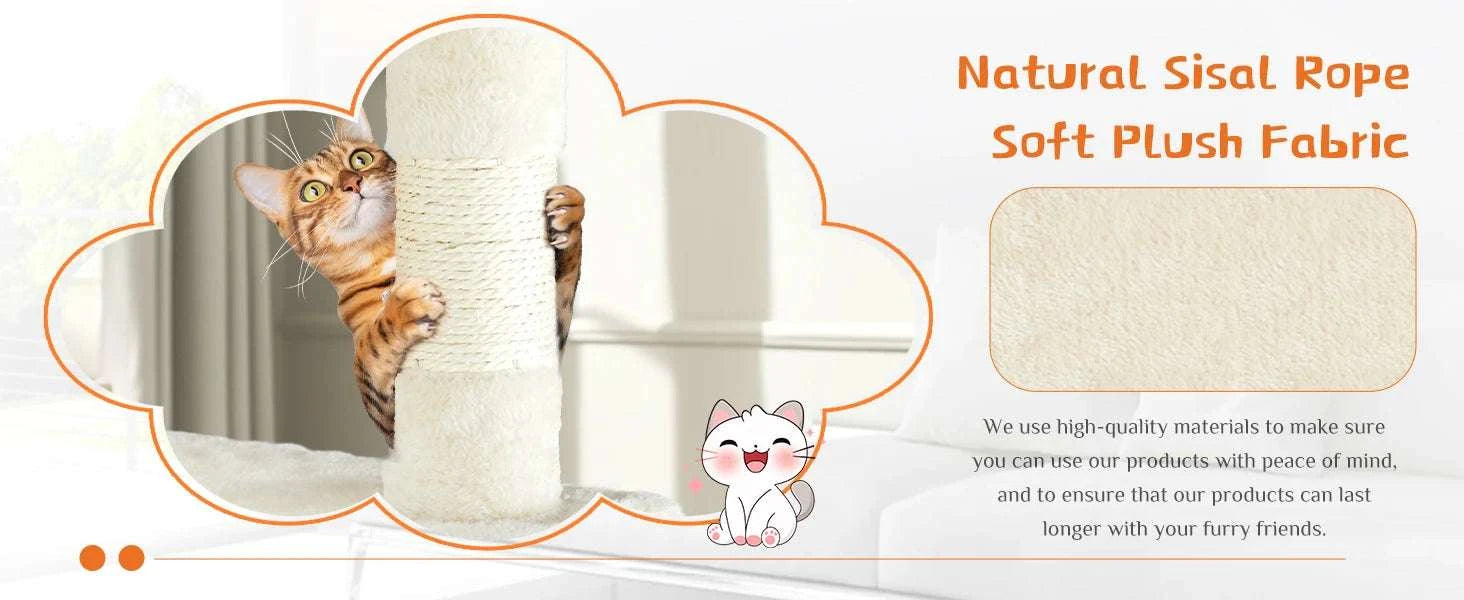 54in Multi-Level Cat Tree Tower with Condo & Sisal Scratching Posts-Light Grey / GERMANY
