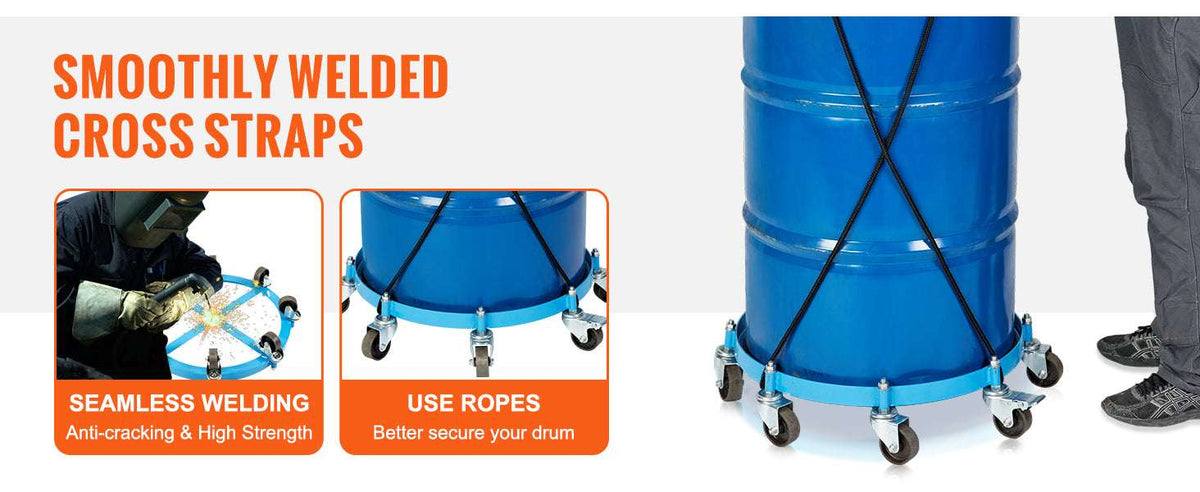55 Gallon Drum Dolly 2000 lb Capacity with 5 Swivel Wheels-1250lbs / United States