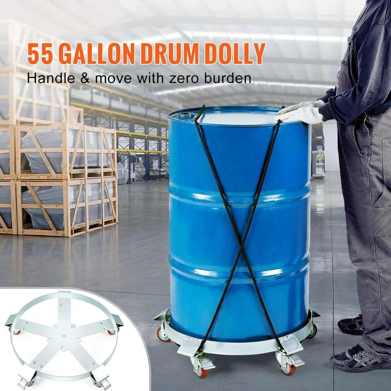 55 Gallon Drum Dolly 2000 lb Capacity with 5 Swivel Wheels-1250lbs / United States