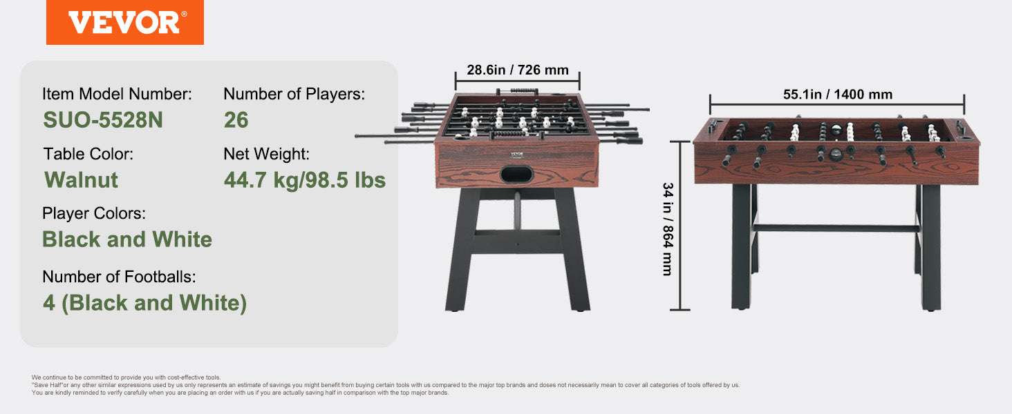 55 Inch Foosball Table for Home Game Room Fun and Family Play-CZECH REPUBLIC