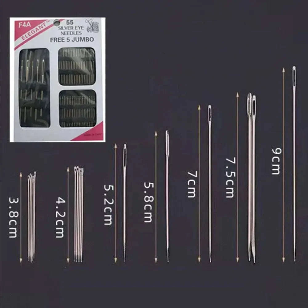 55-Piece Big Eye Hand Sewing Needles Set-55pcs
