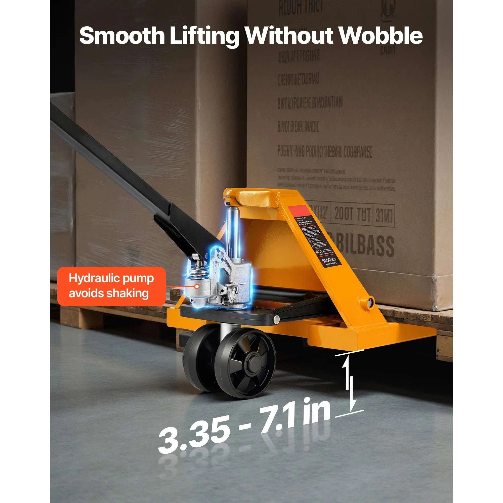 5500 lbs Manual Pallet Jack Heavy Duty 3.35–7.1 in Lift Range-5500 lbs / United States