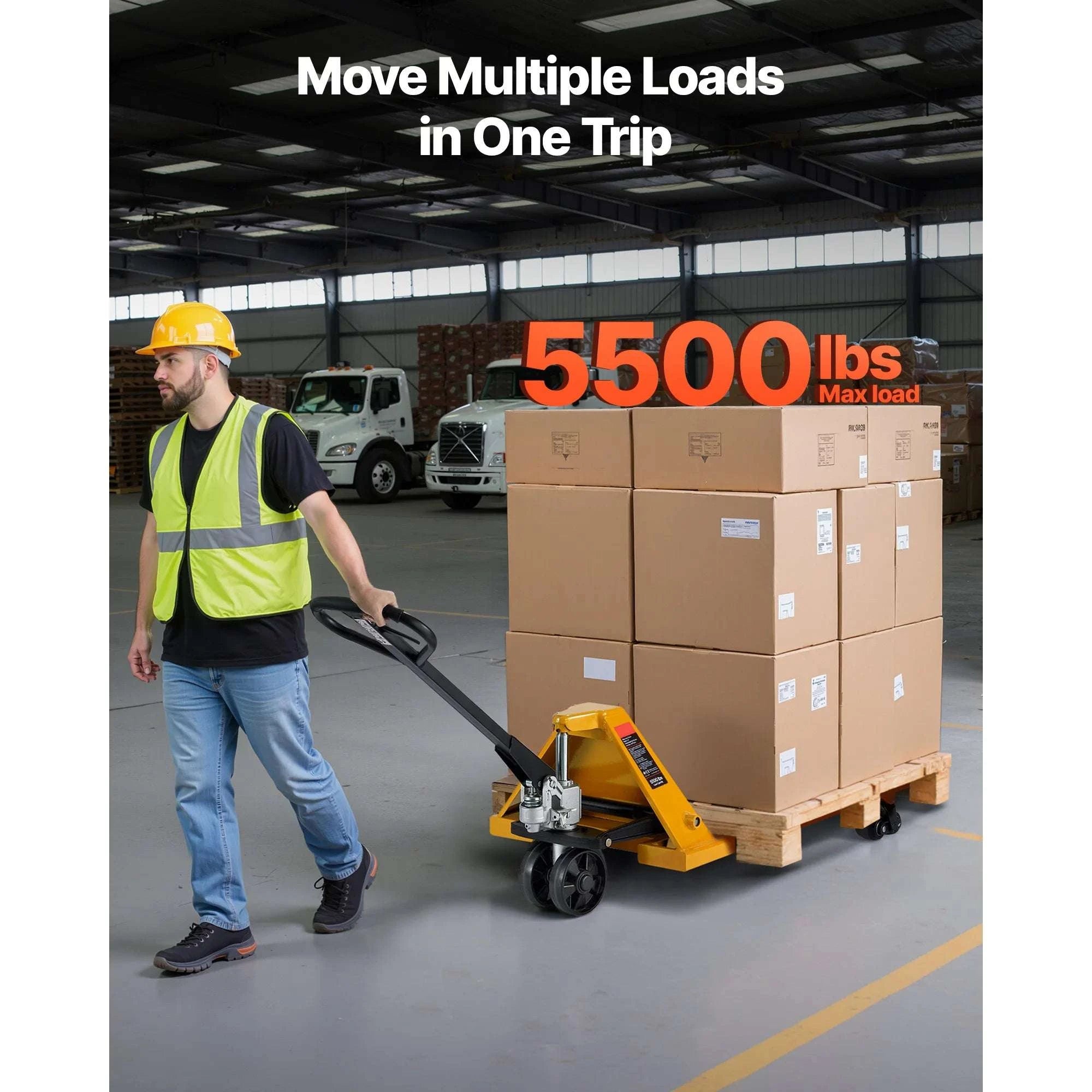 5500 lbs Manual Pallet Jack Heavy Duty 3.35–7.1 in Lift Range-5500 lbs / United States