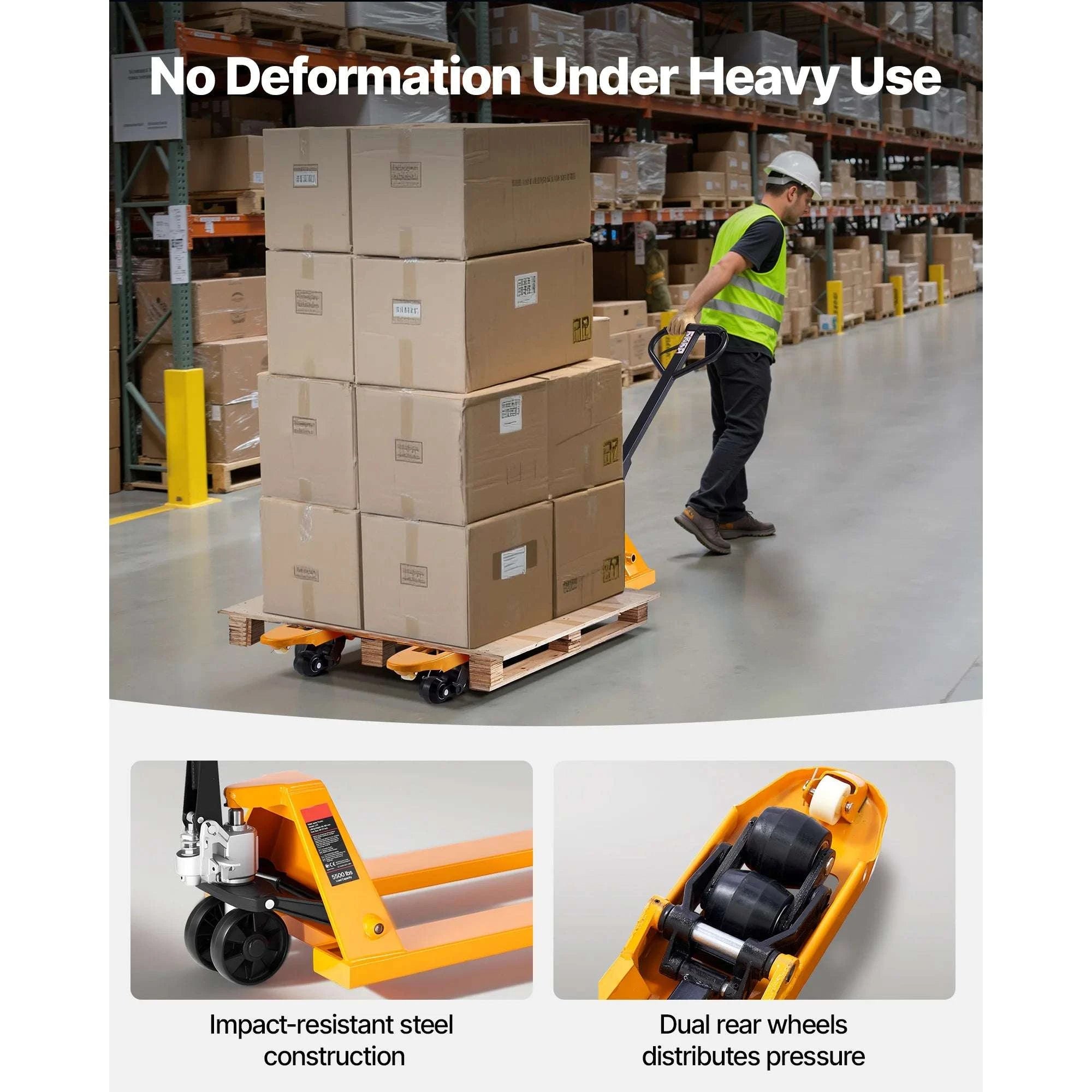 5500 lbs Manual Pallet Jack Heavy Duty 3.35–7.1 in Lift Range-5500 lbs / United States