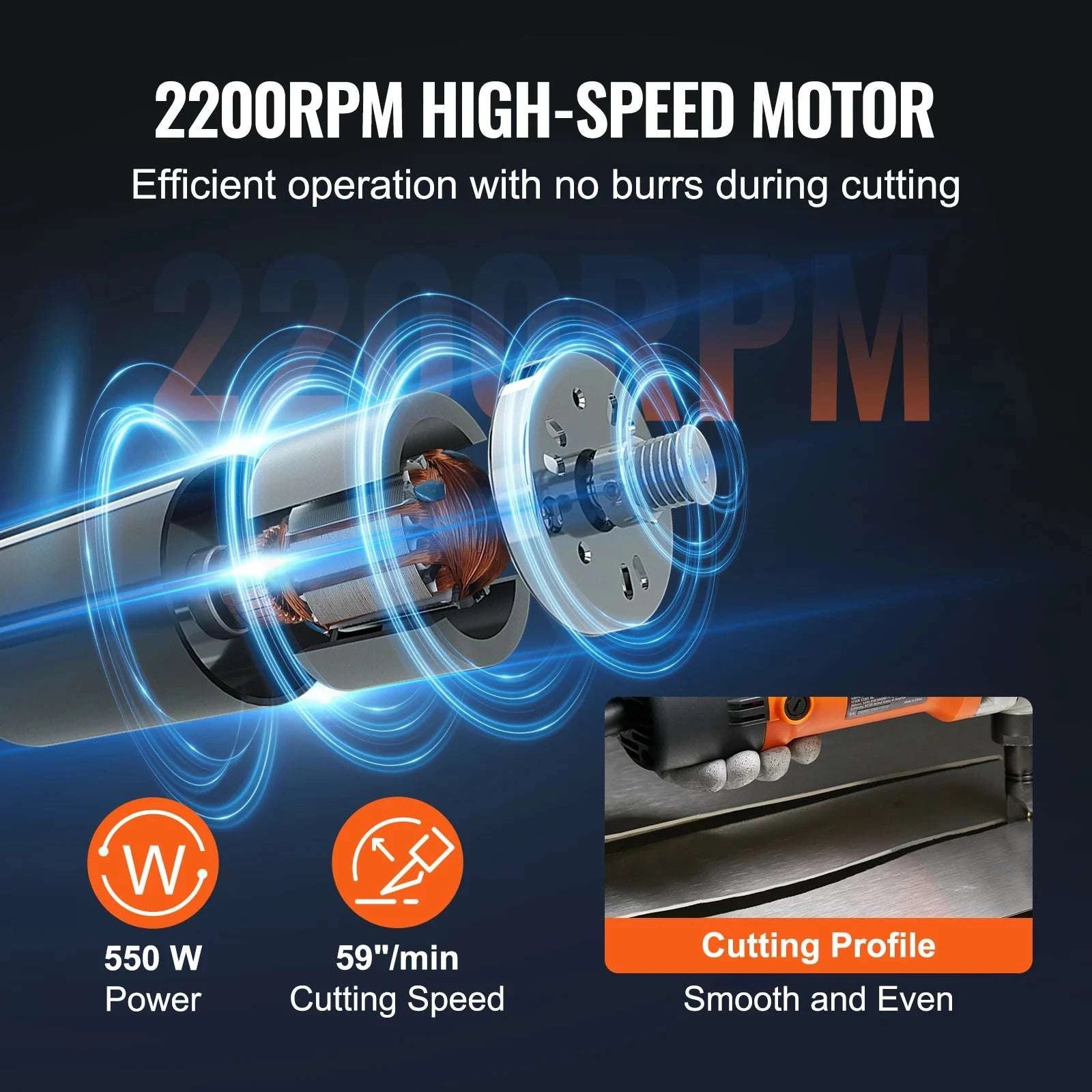 550W Sheet Metal Nibbler 2200RPM Electric Cutter with 360° Head-United States