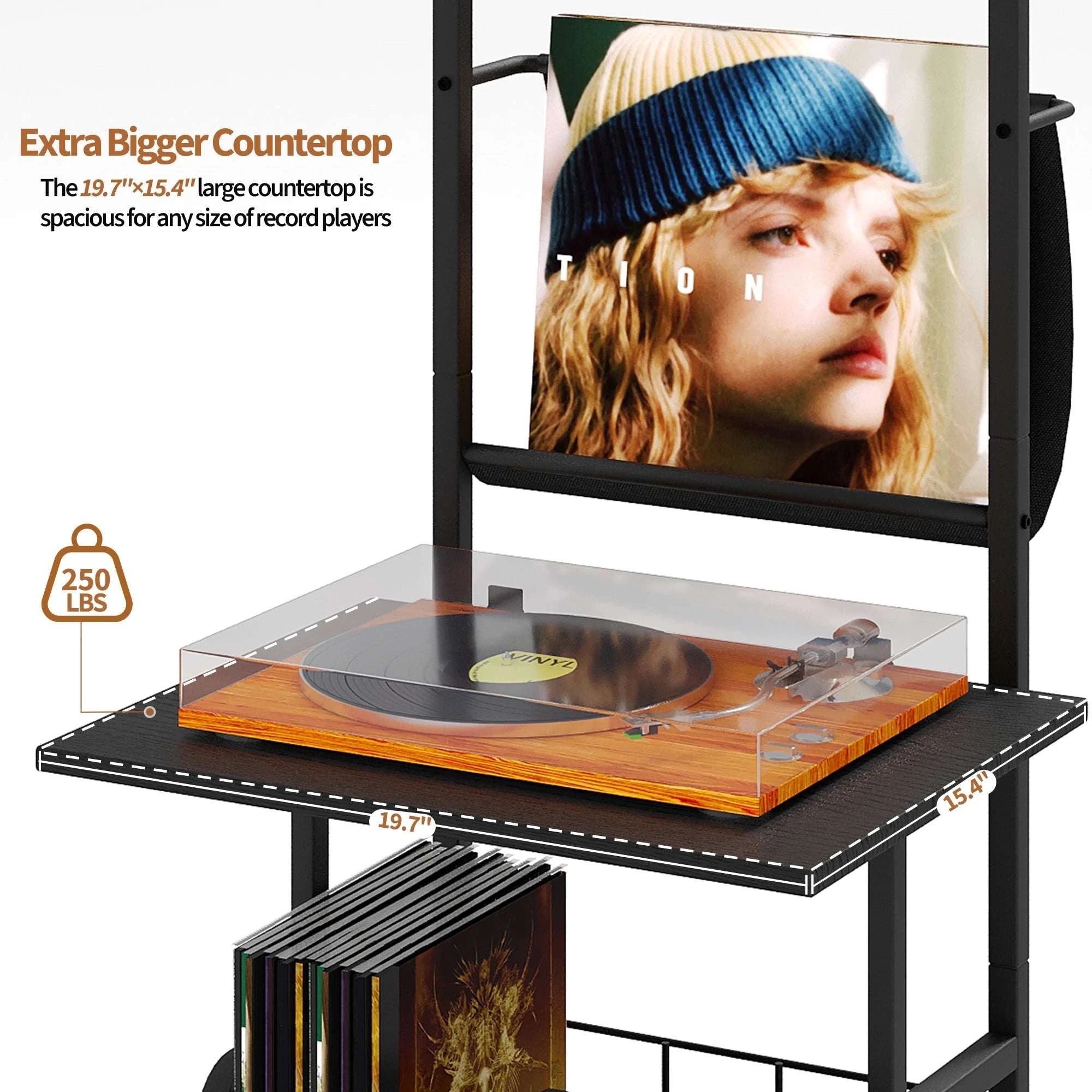 57" Standing CD & Vinyl Storage Rack with Multi-Tier Shelves-black / United States