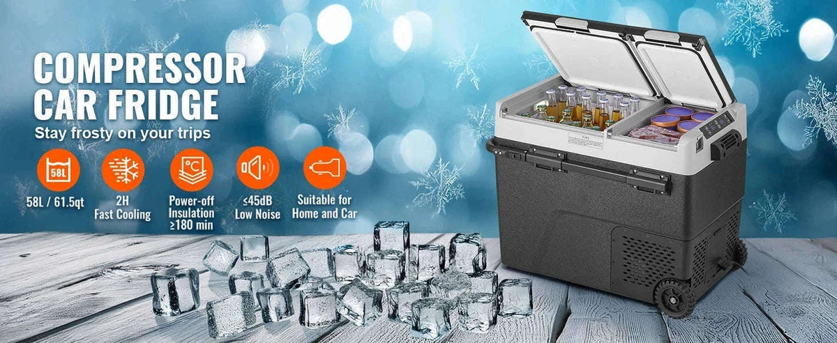 58L Portable Car Refrigerator Dual Zone Compressor Cooler-58 L / france